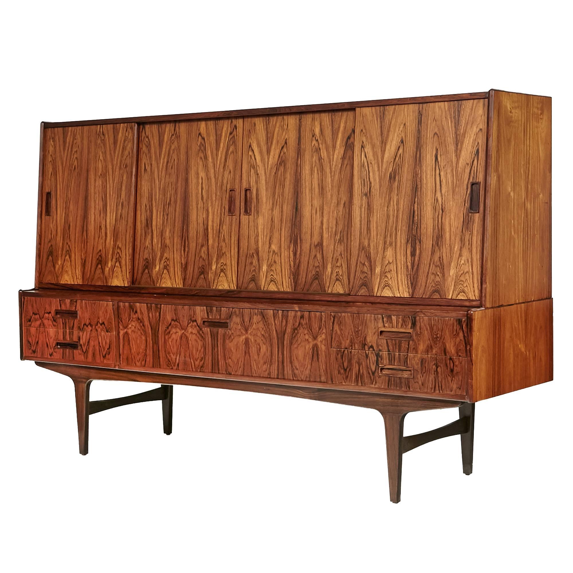 20th Century 1960s Danish Rosewood Tall Credenza by Westergaard Mobelfabrik For Sale