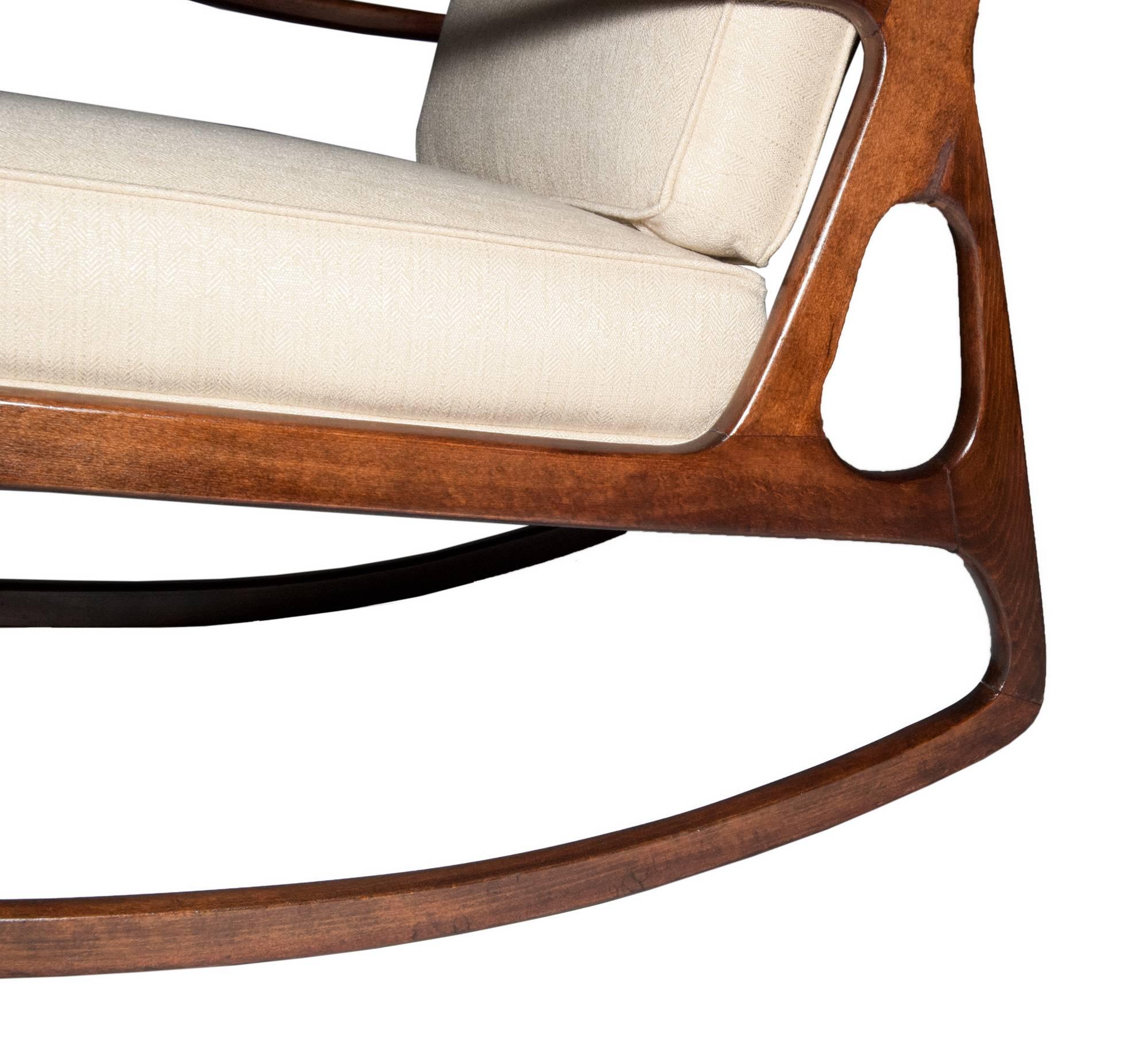 20th Century Italian Walnut Wood Rocking Chair, 1960s