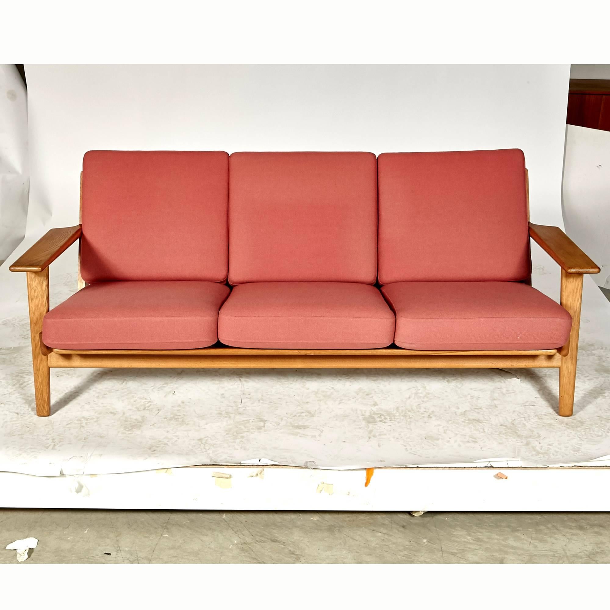 Scandinavian Modern Hans J. Wegner Three-Seat Sofa in Oak for Getama GETAMA, GE-290