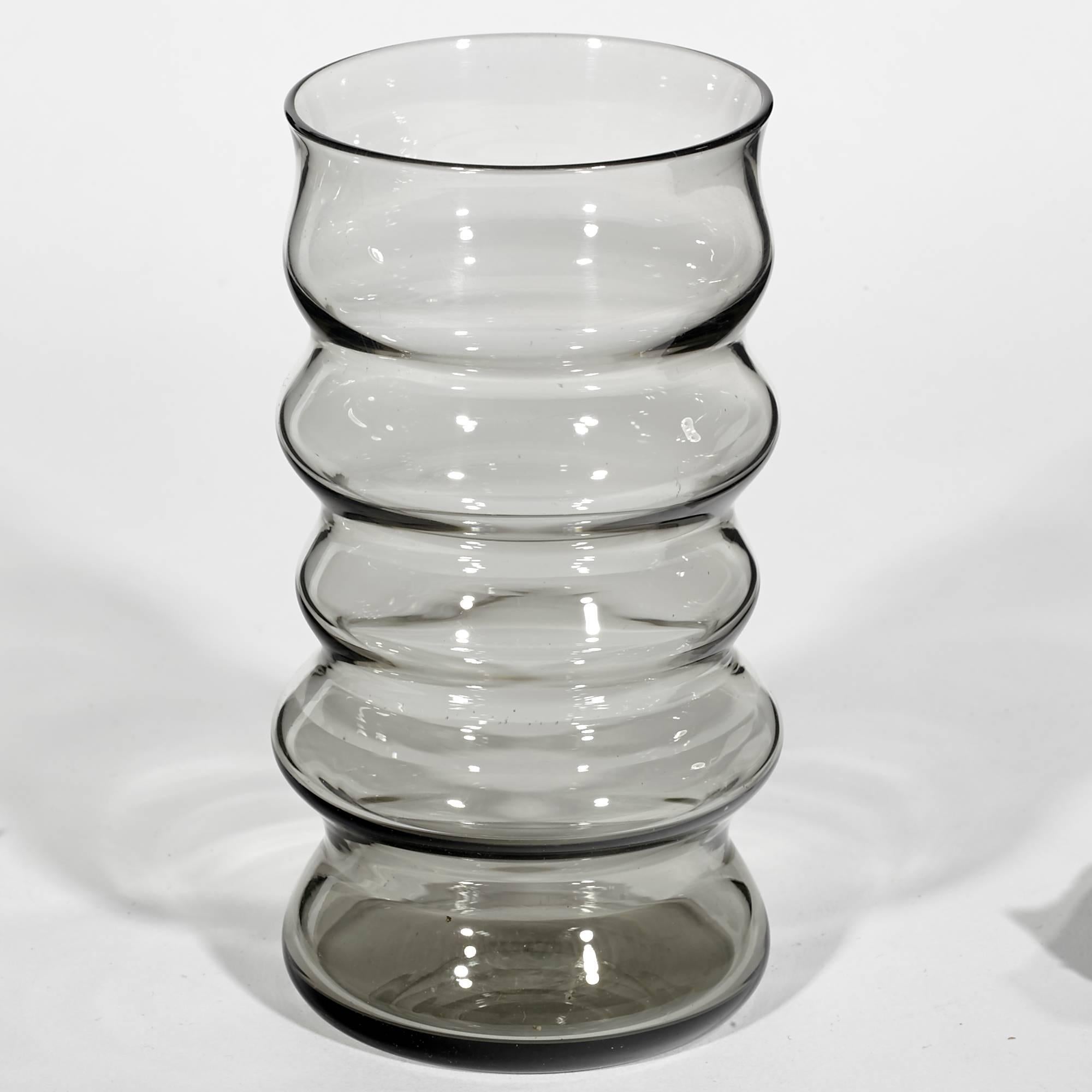 20th Century Mid-Century Modern Set of Eight Smoked Glass Tumblers For Sale