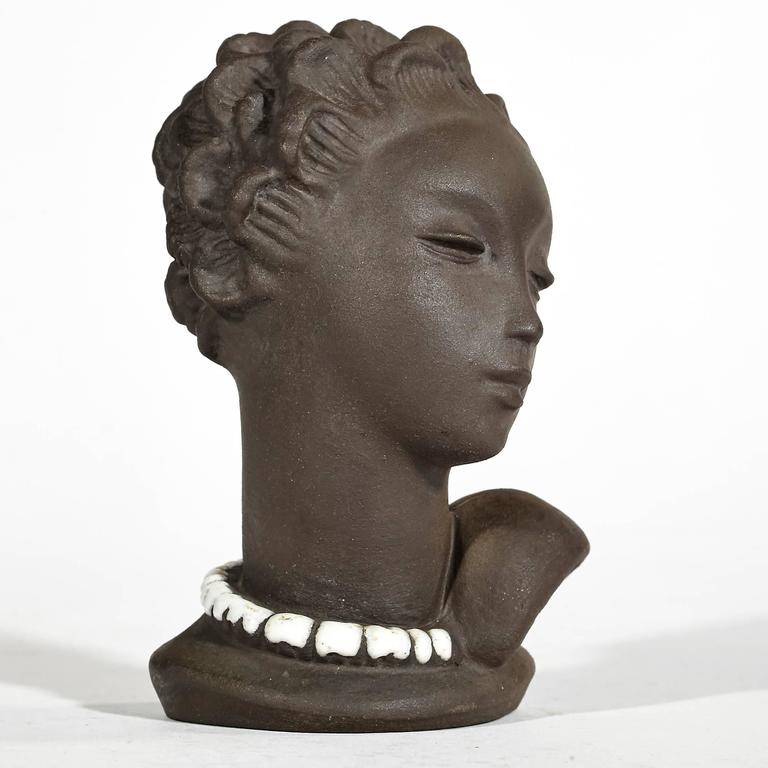 Michael Andersen Studios Denmark Female Bust with Pearls, 1950s at 1stDibs
