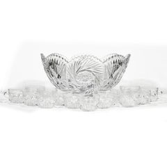 Ensemble de punchs en verre de Heisey Glass Co.:: 16 pièces