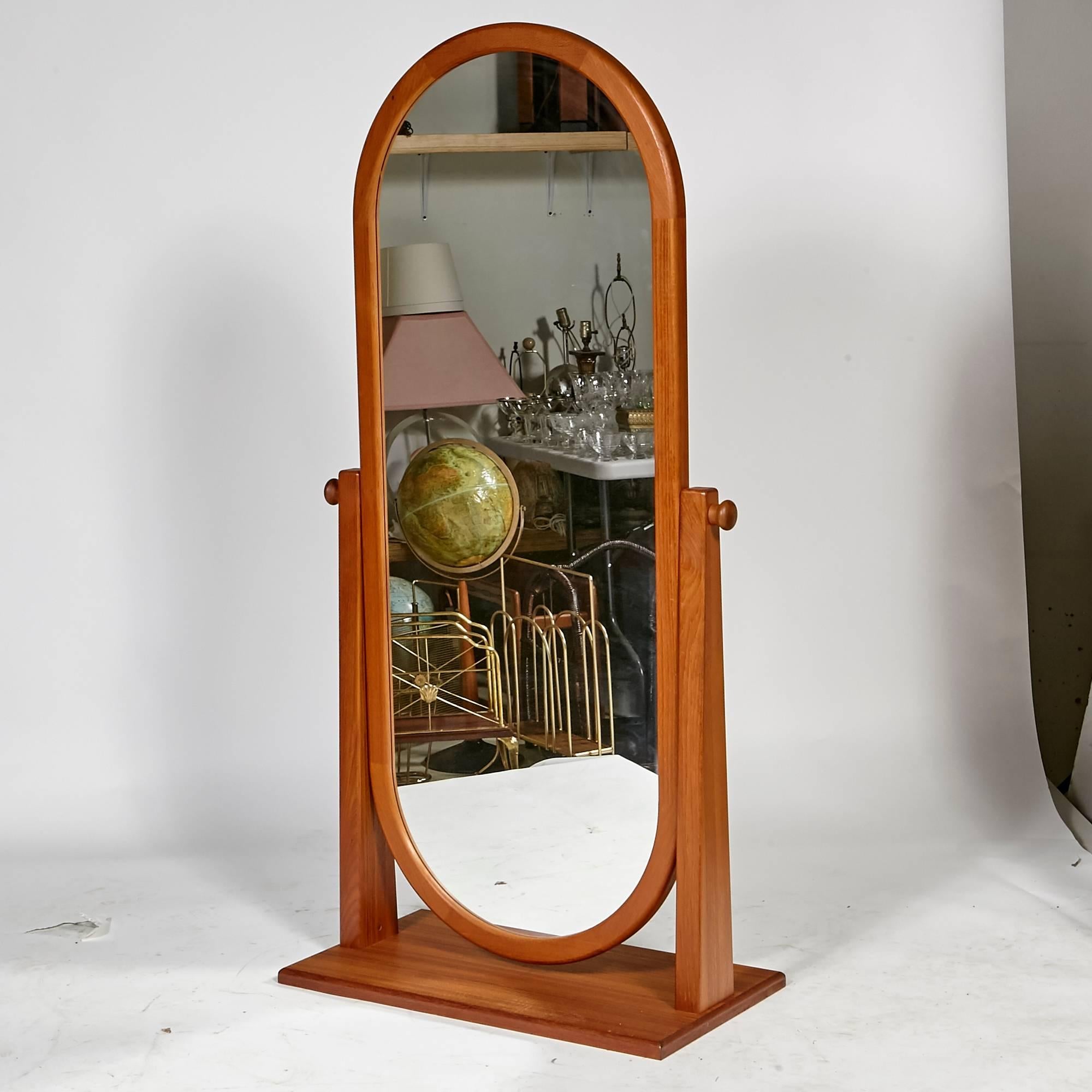 Vintage Danish teak cheval tilting mirror, circa 1970s. Excellent condition.