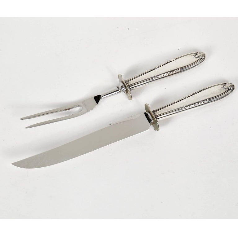 Sterling Silver Carving Fork and Knife Set For Sale at 1stDibs