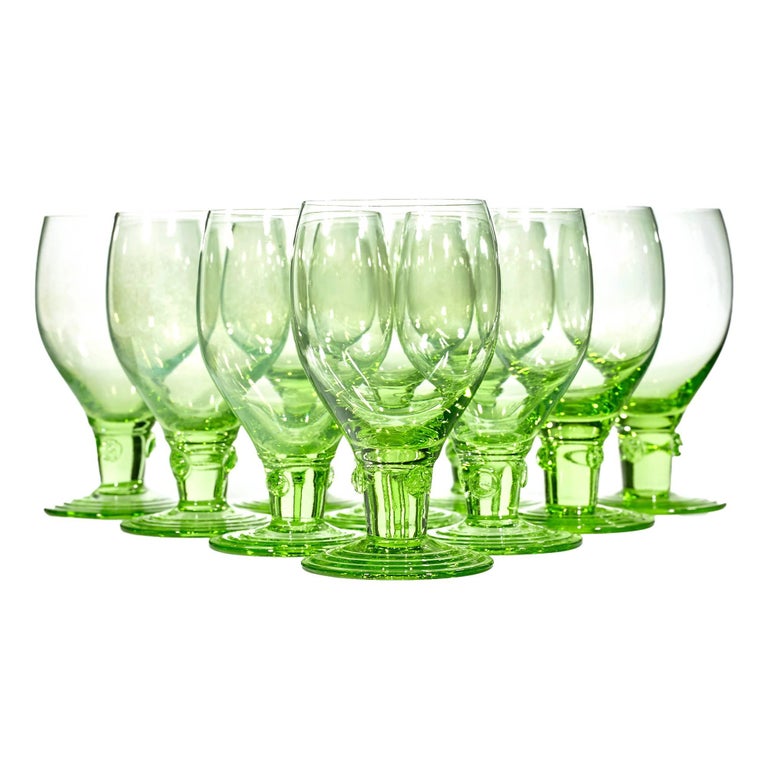 Light Green Glass Wine Goblets, 1950s at 1stDibs