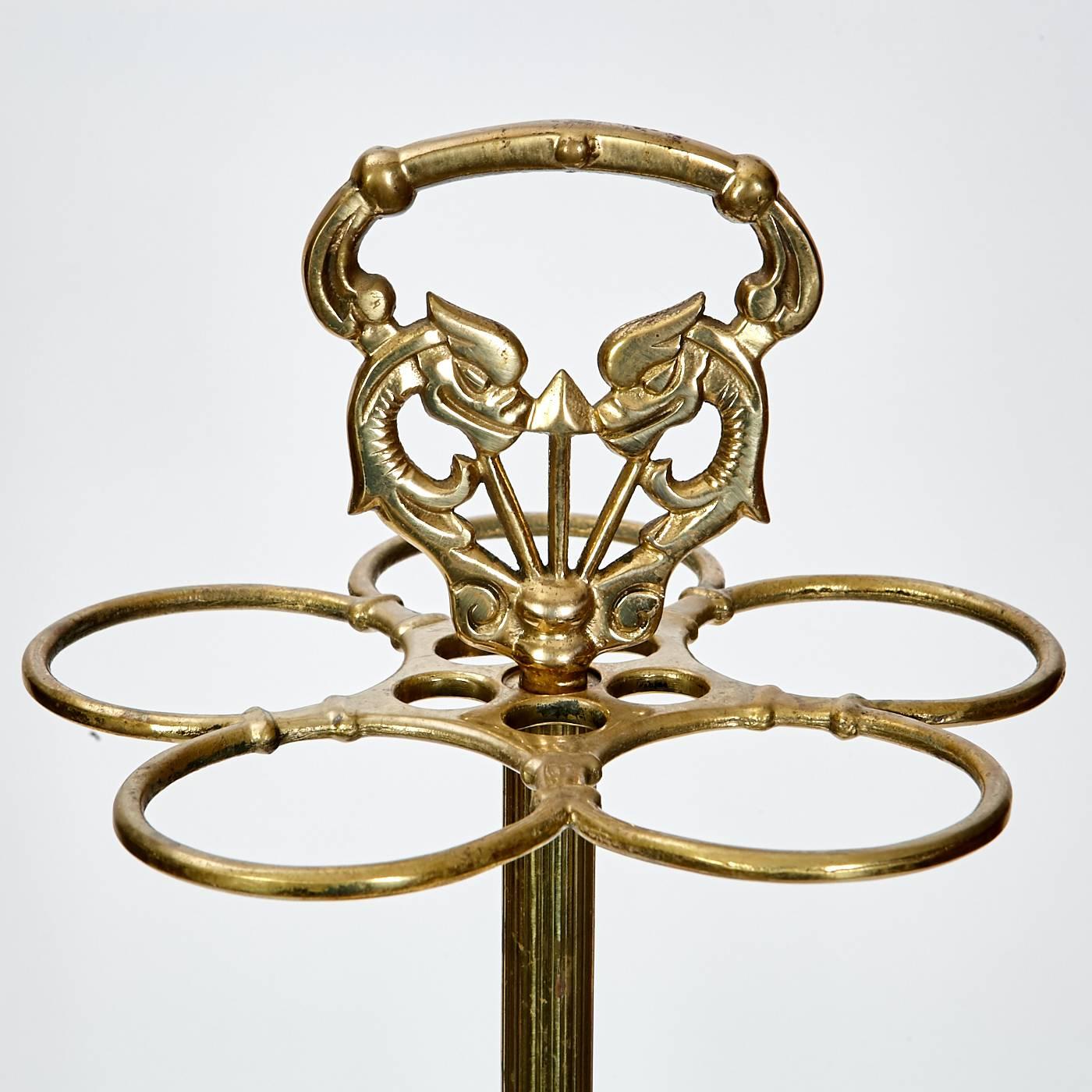 Art Deco Style Gilt Metal Umbrella Stand In Excellent Condition In Amherst, NH