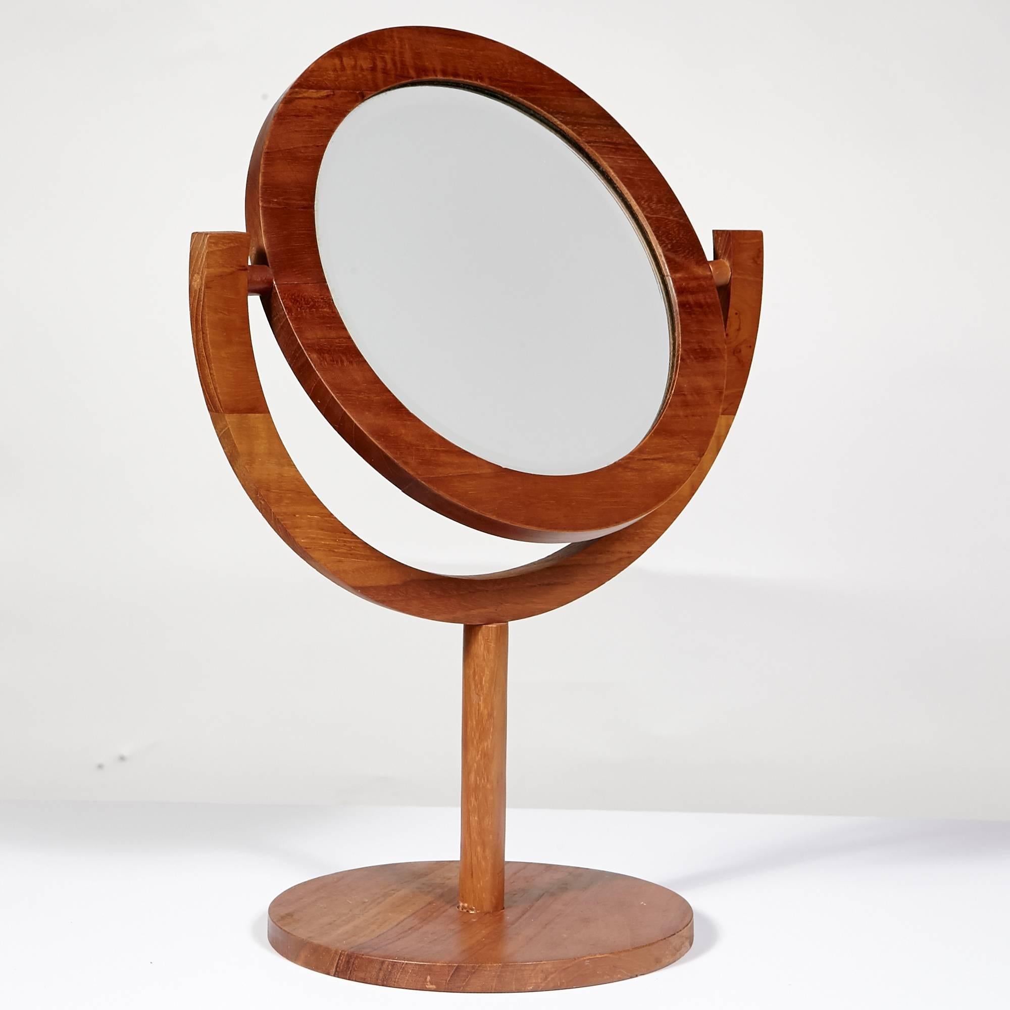 Danish Scandinavian Modern Teak Tilting Vanity Mirror Attributed to Pedersen & Hansen
