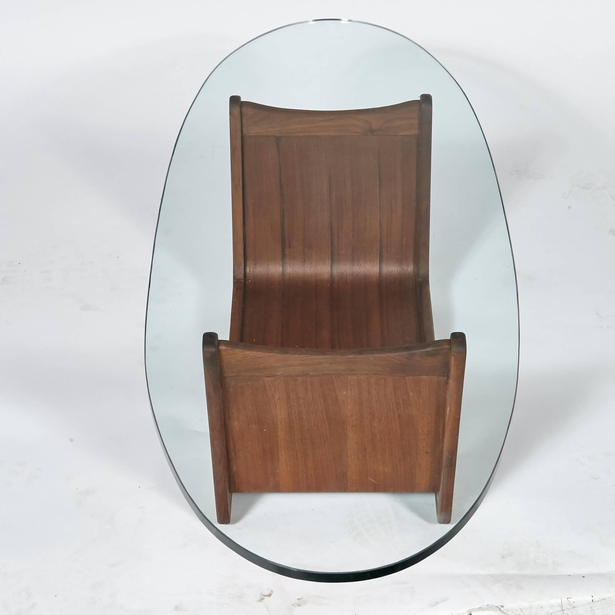 Mid-Century Modern Adrian Pearsall Oval Glass Top Walnut Coffee Table For Sale