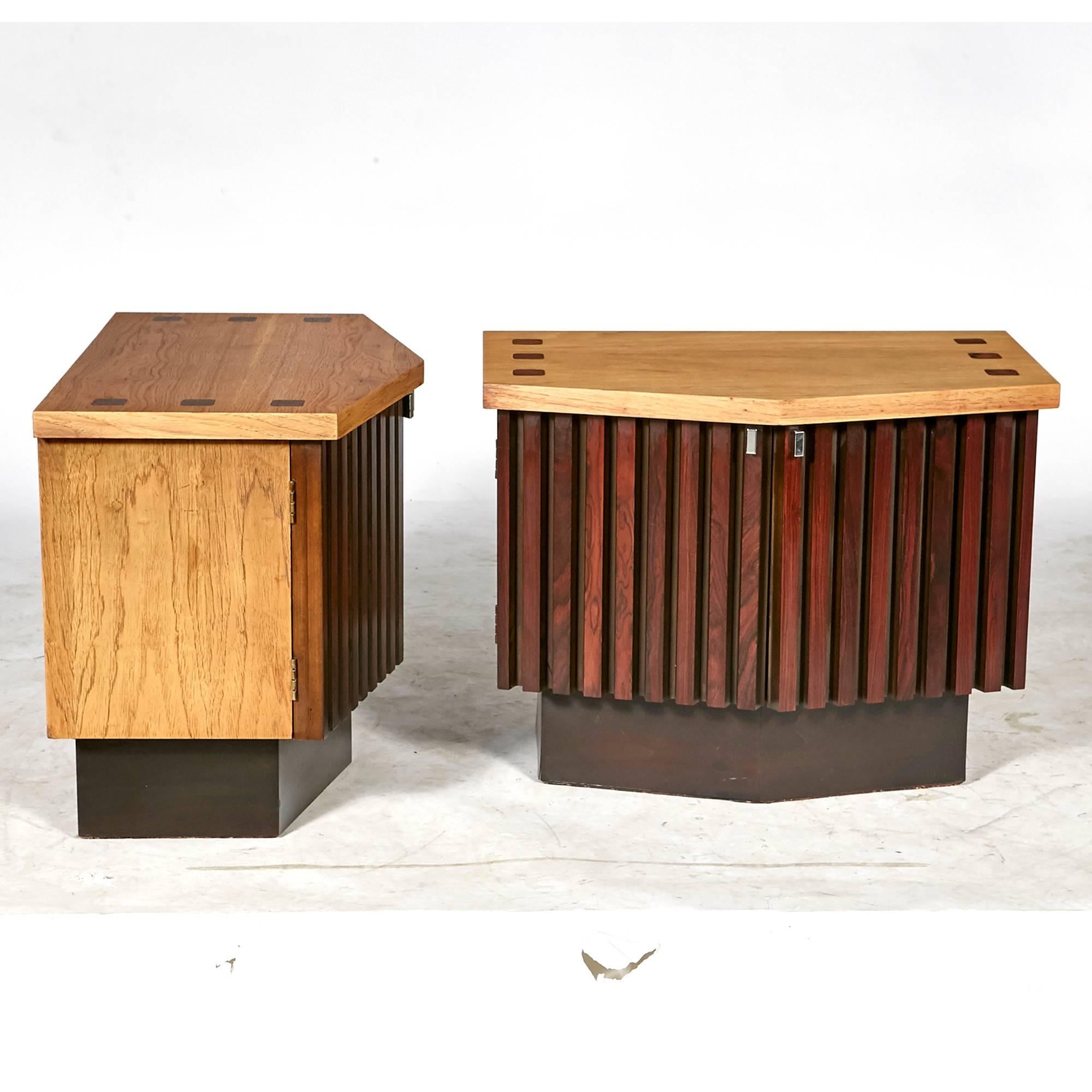 20th Century Mid-Century Modern Walnut and Rosewood Nightstands by Lane Furniture Co, 1960s For Sale