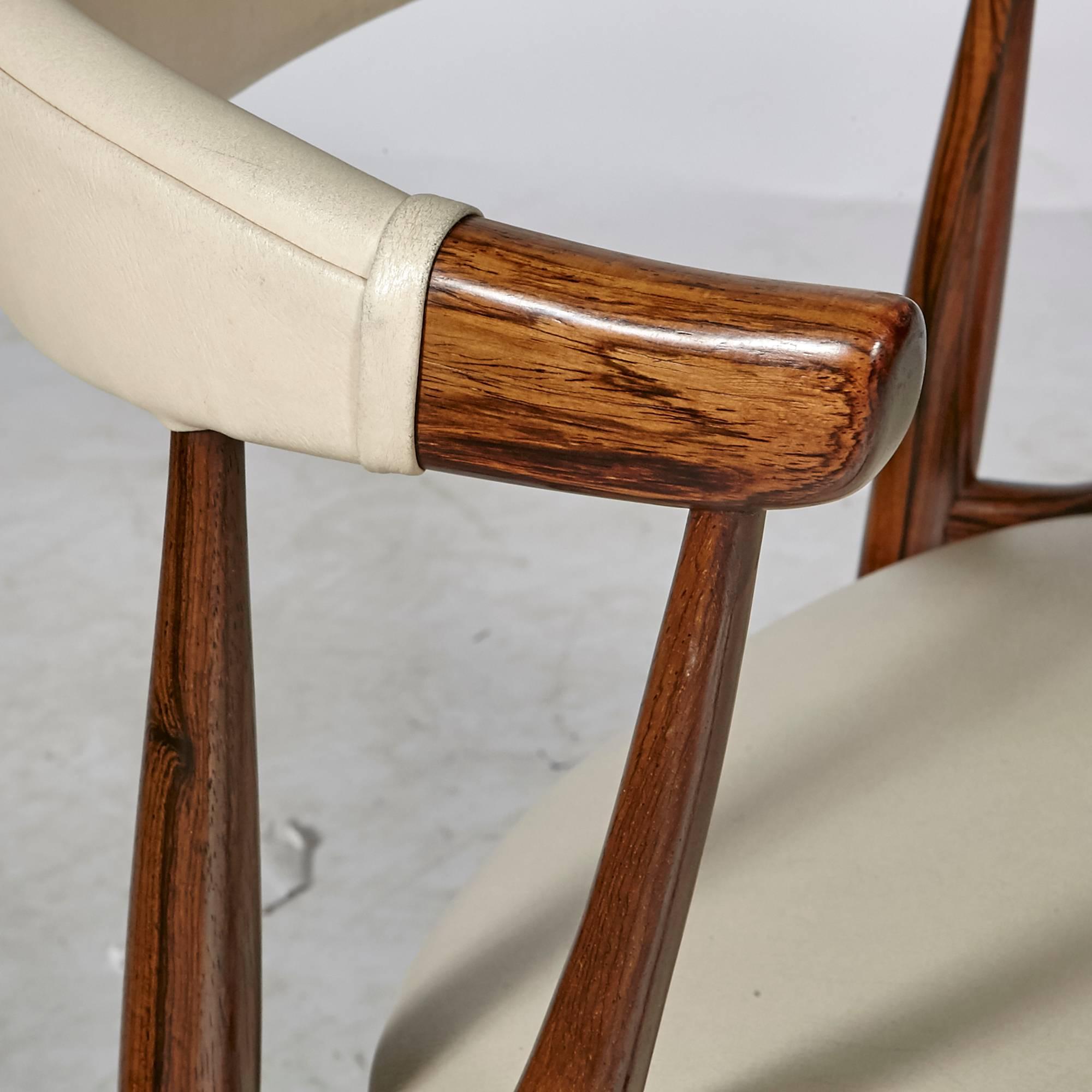 Danish Rosewood and Leather Dining Chairs by Johannes Andersen, 1960s For Sale 1