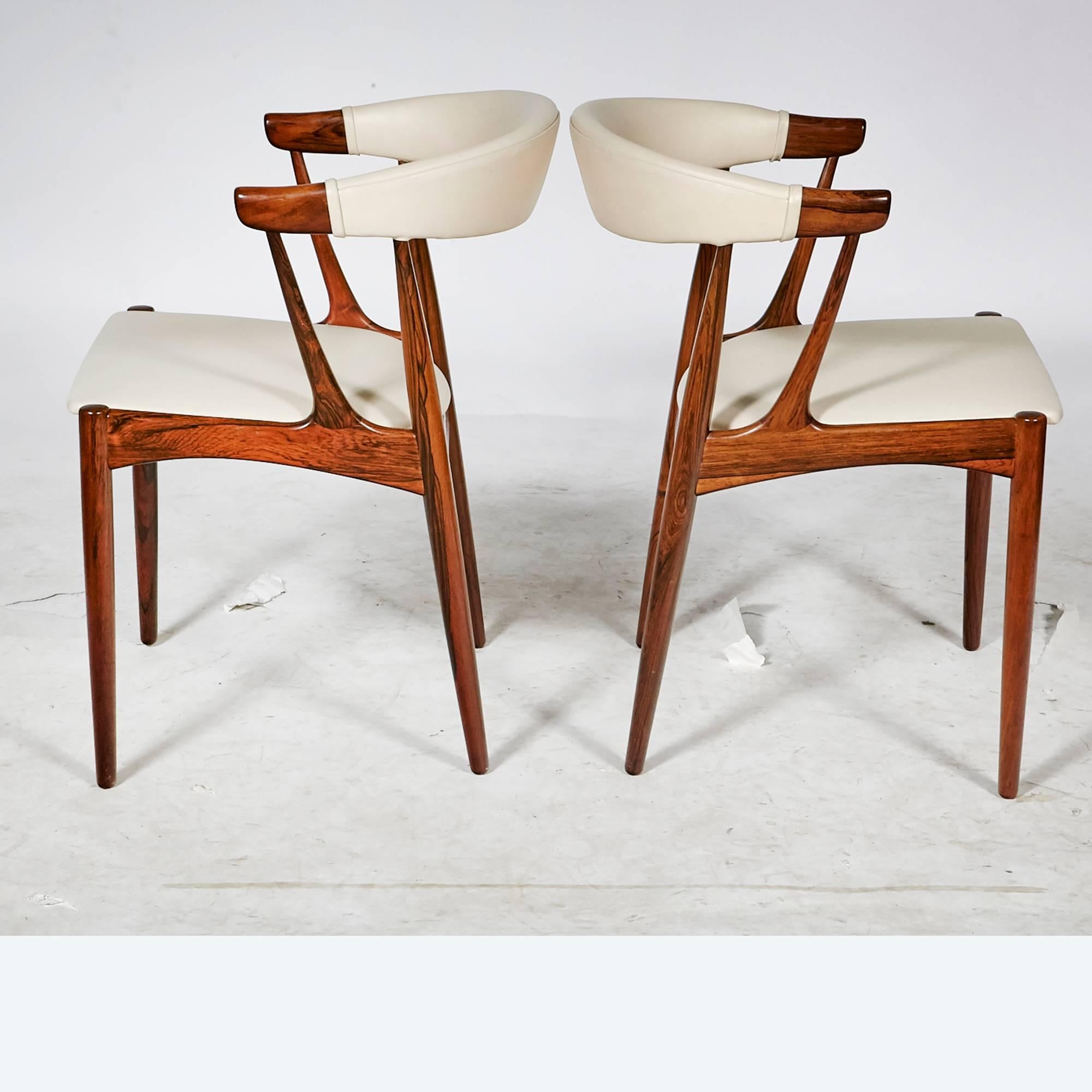 Scandinavian Modern Danish Rosewood and Leather Dining Chairs by Johannes Andersen, 1960s For Sale