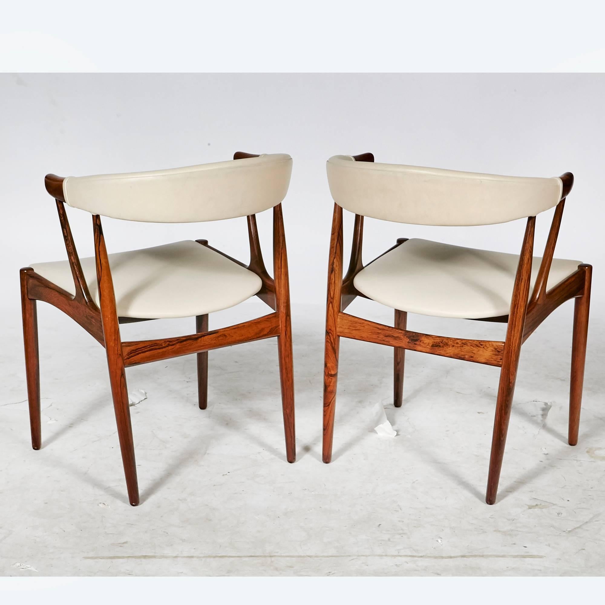 20th Century Danish Rosewood and Leather Dining Chairs by Johannes Andersen, 1960s For Sale