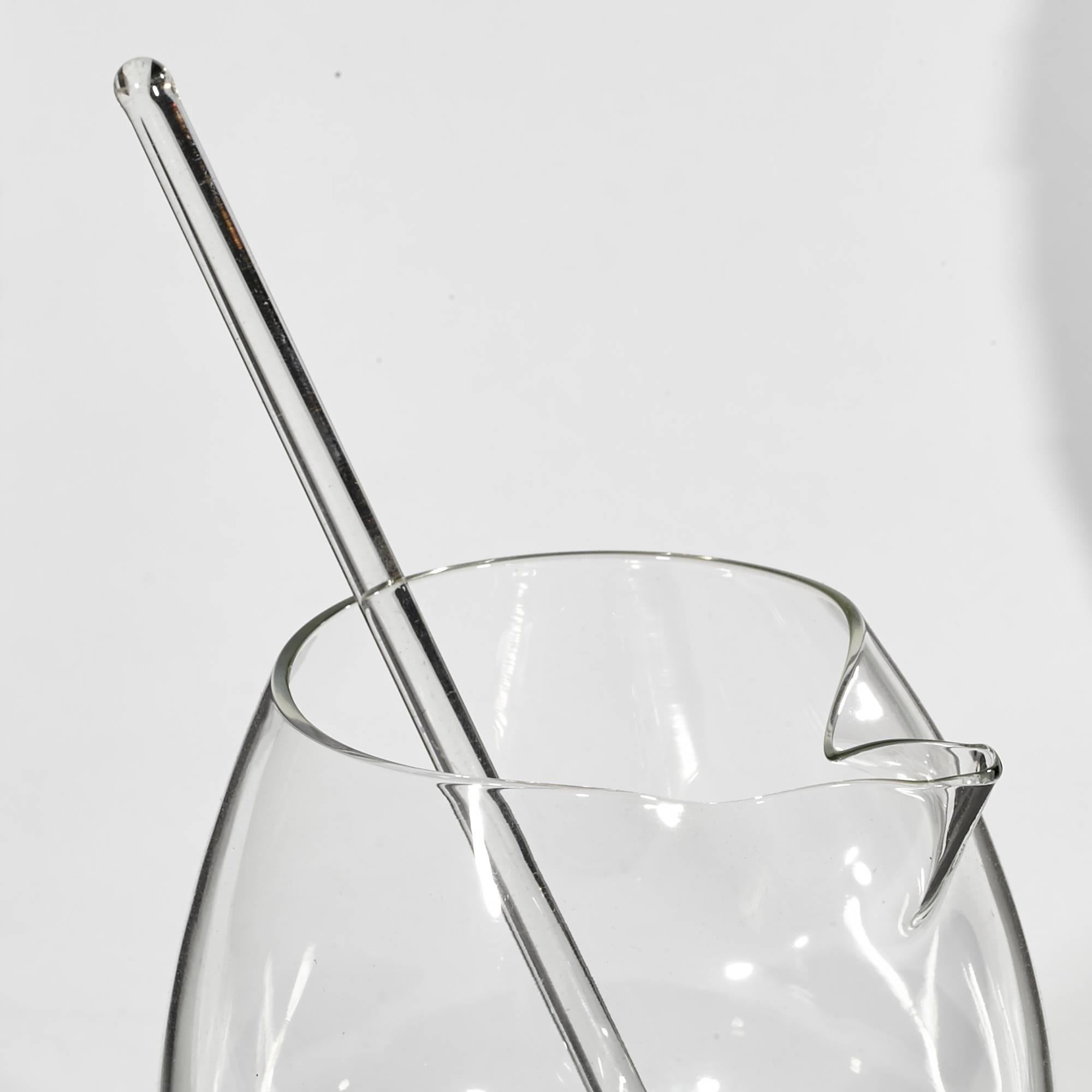 Mid-Century Modern 1950s Glass Bar Mixer with Sterling Silver Base