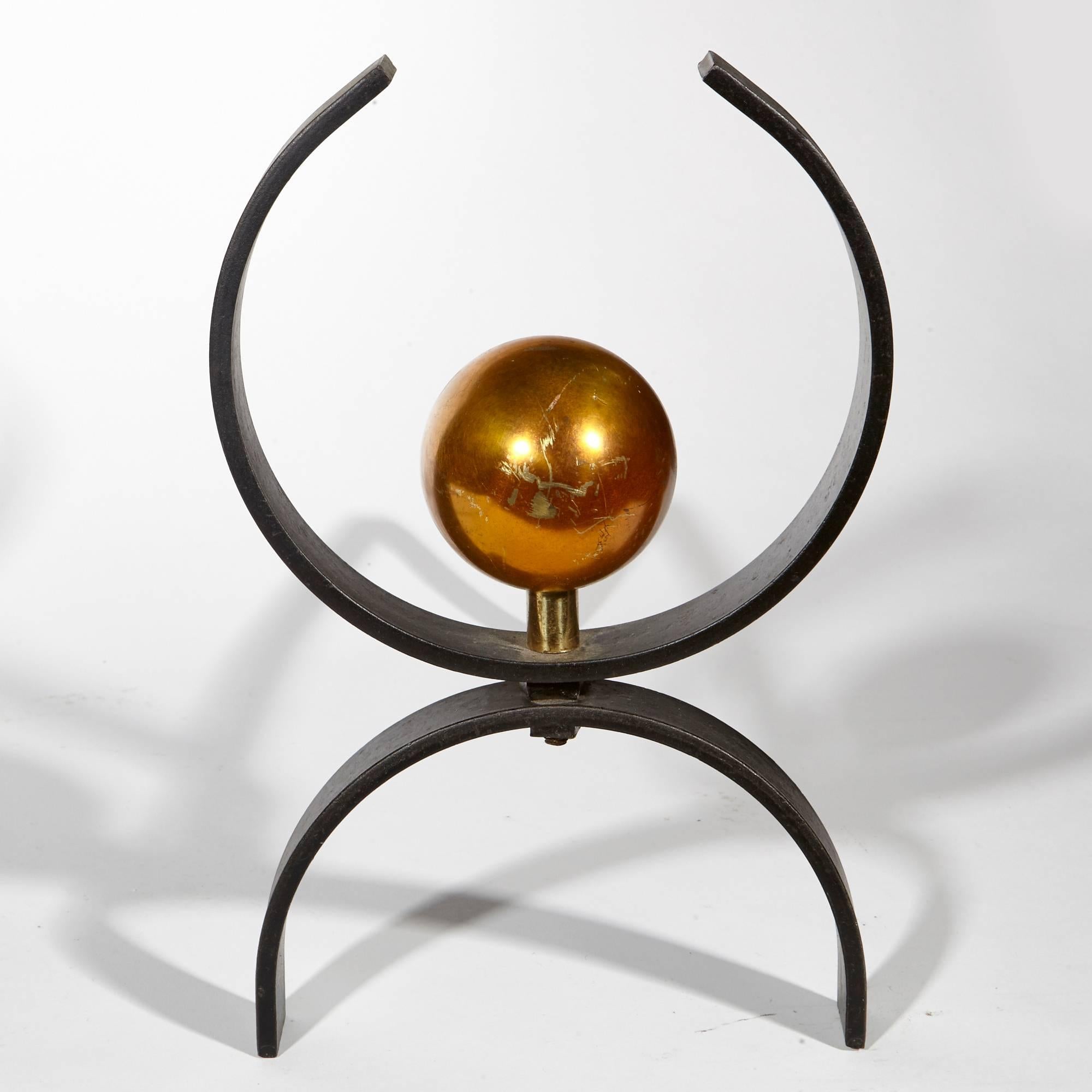 Mid-Century Modern Pair of 1950s Donald Deskey Andirons For Sale