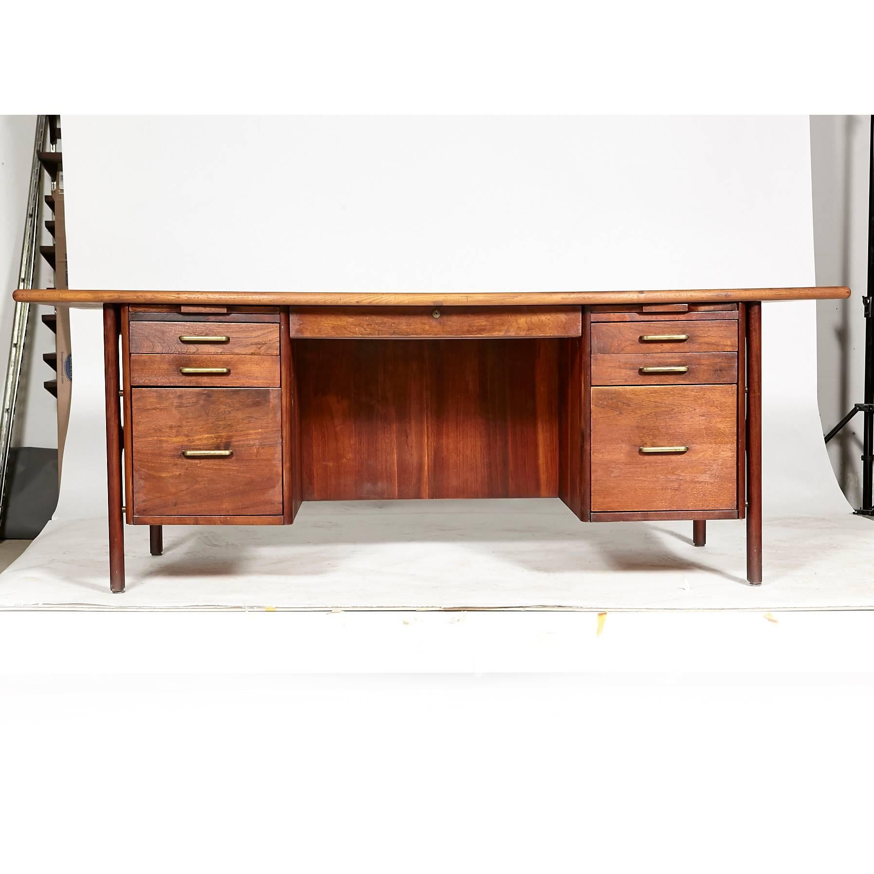 1950s Danish-Style Walnut Wood Executive Desk 3