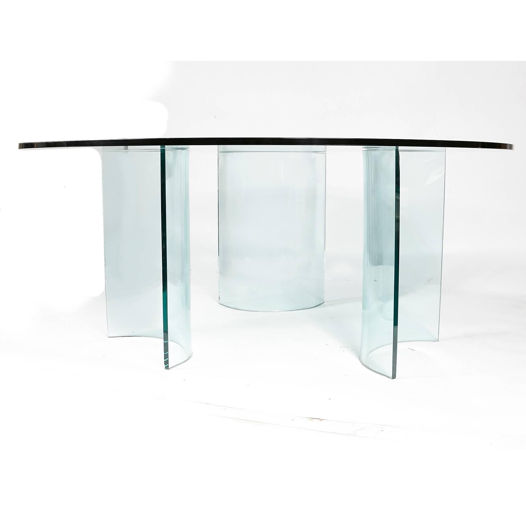Mid-Century Modern Round Large Glass Dining Table, Attributed to Pace Collection For Sale