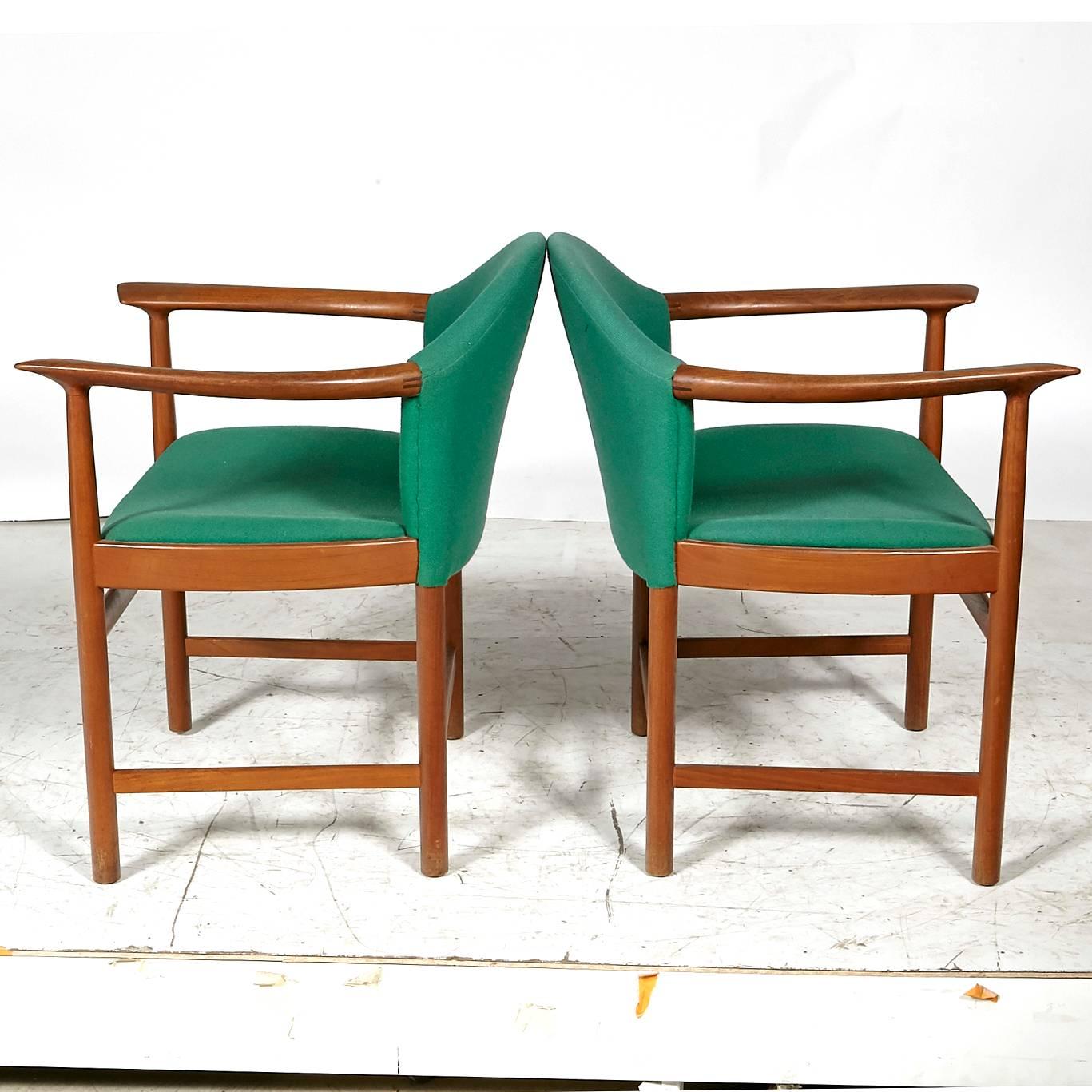 Danish Teak Sculpted Armchairs, Pair In Good Condition For Sale In Amherst, NH