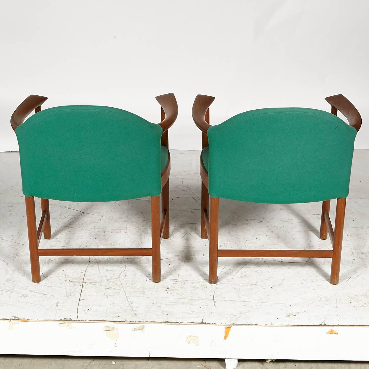 20th Century Danish Teak Sculpted Armchairs, Pair For Sale