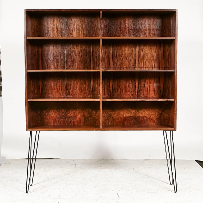 Danish Rosewood Bookcase with Iron Legs For Sale at 1stDibs