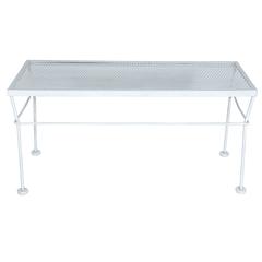 1950s White Outdoor Metal Bench