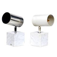 Koch and Lowy Marble Base Cube Lamps, Pair