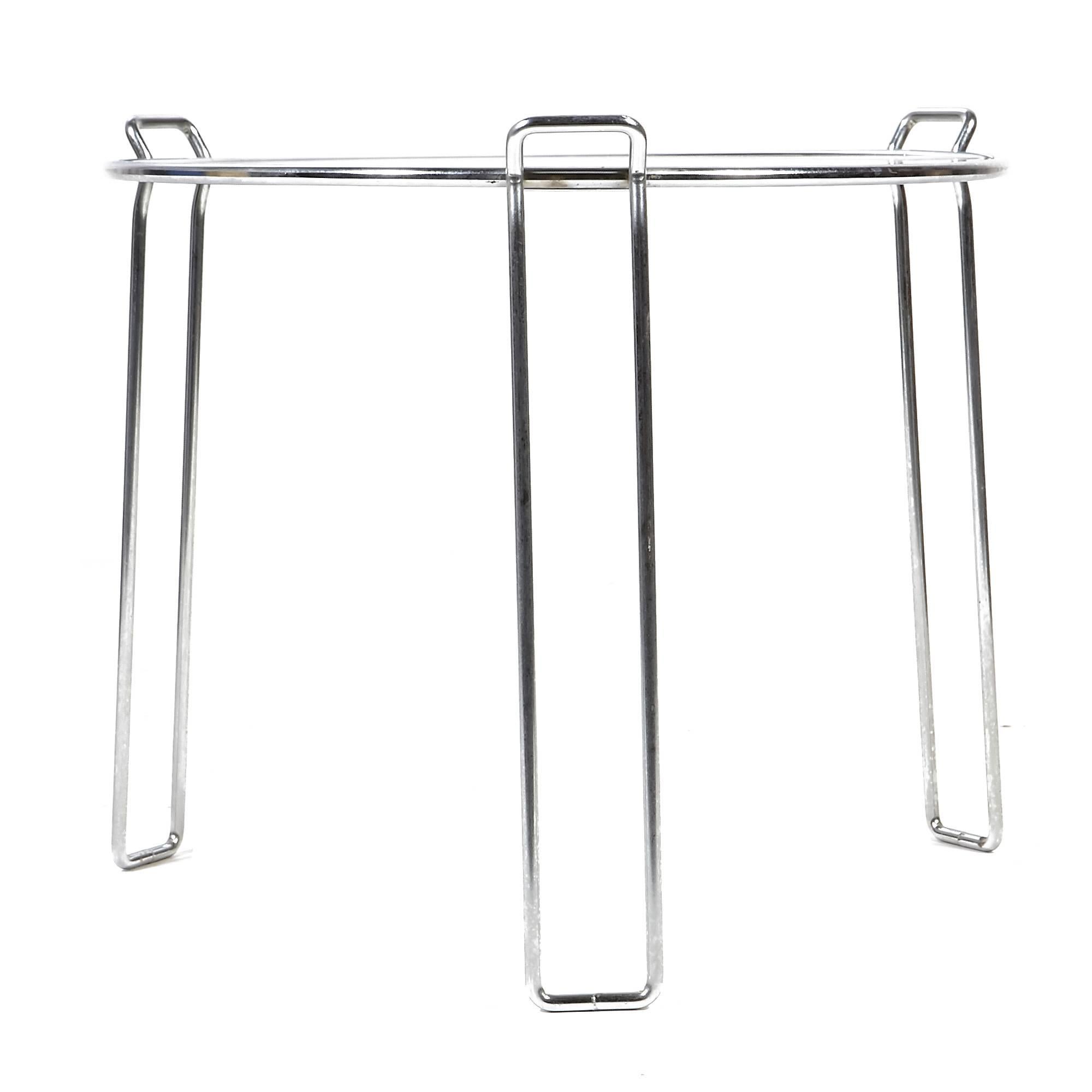 Set of Six Chrome and Smoked Glass Stacking Tables Attributed to Saporiti For Sale 3