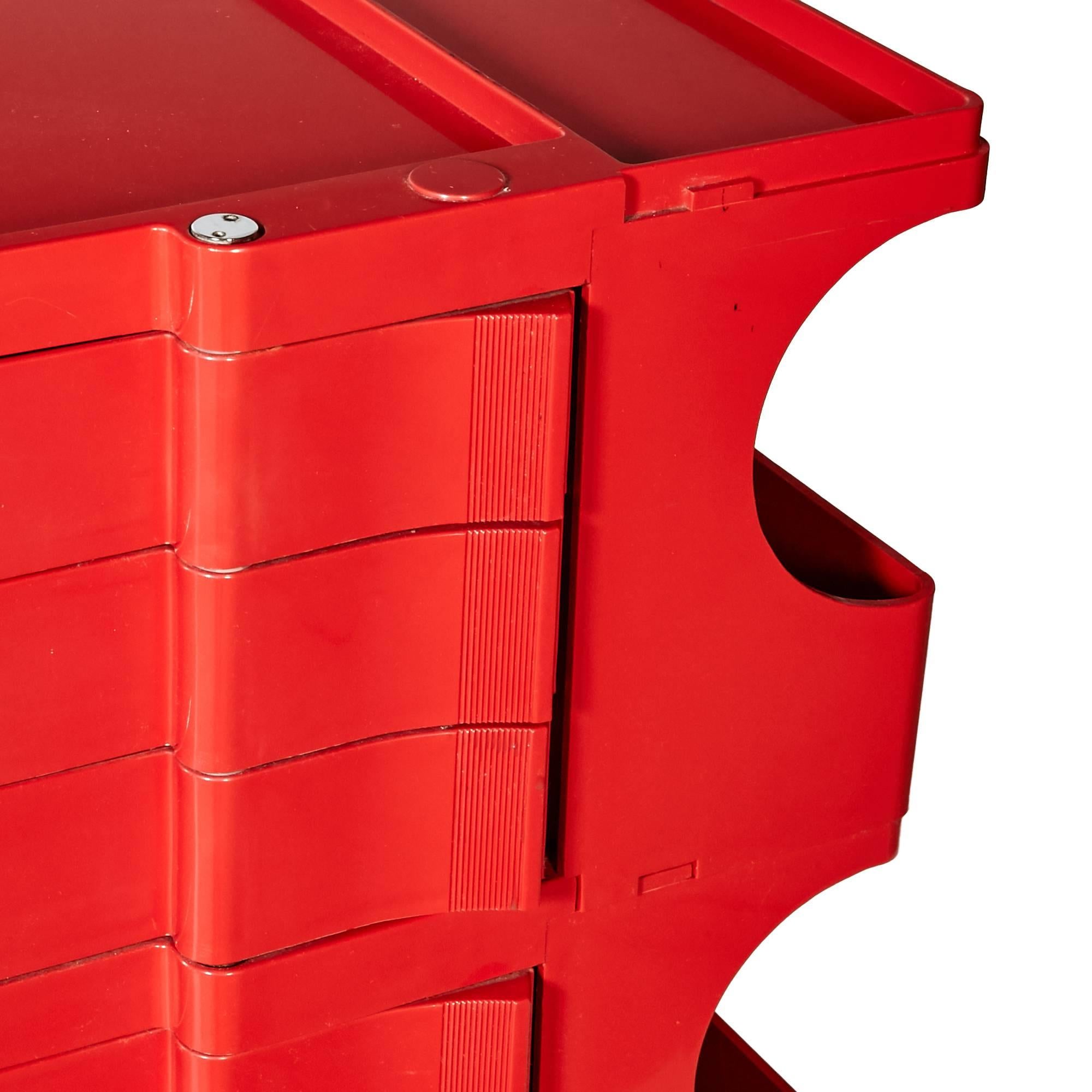 Joe Columbo Red Plastic Boby Storage Office Organizer In Excellent Condition In Amherst, NH