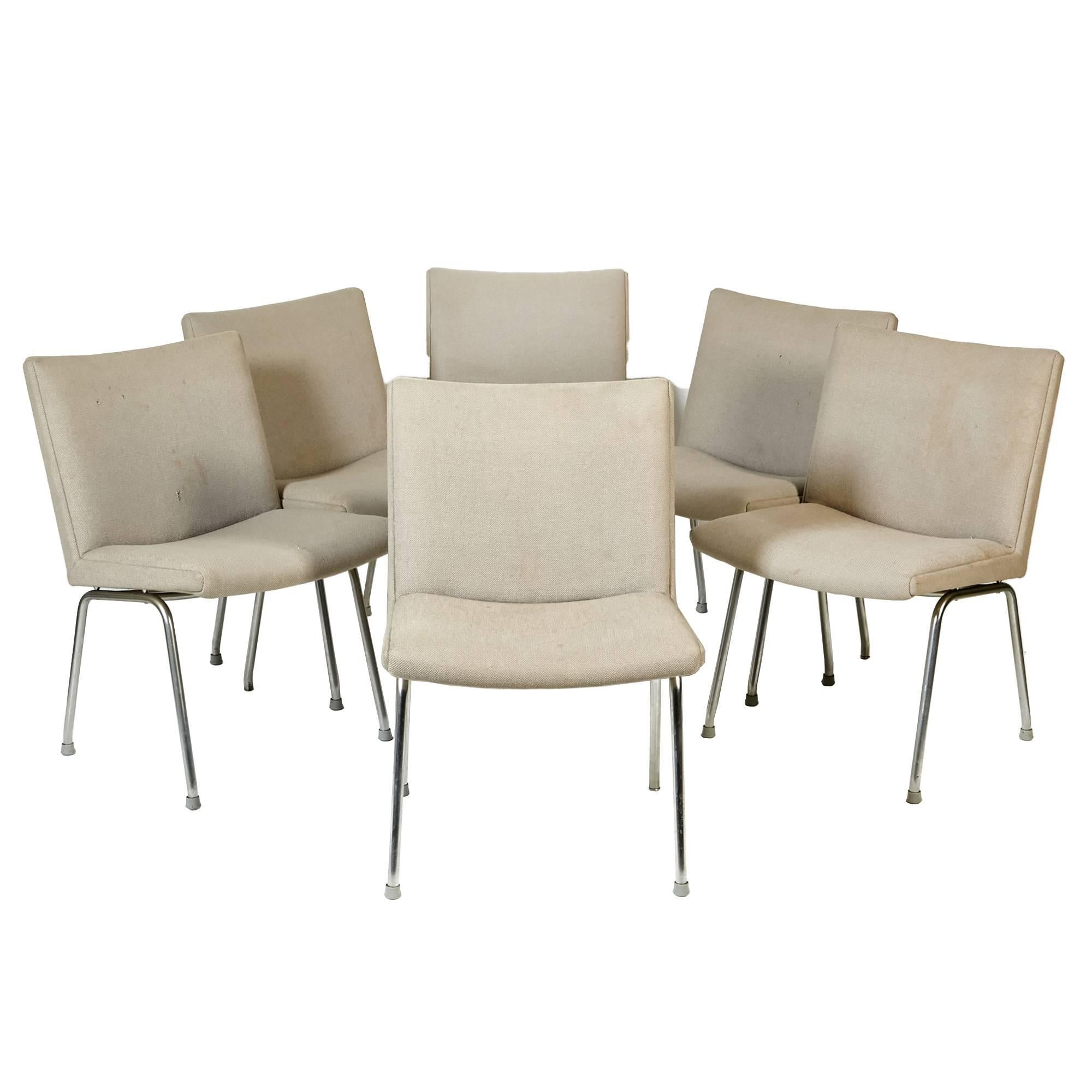 Airport Chairs by Hans J. Wegner for Carl Hansen, Denmark, Set of Six For Sale