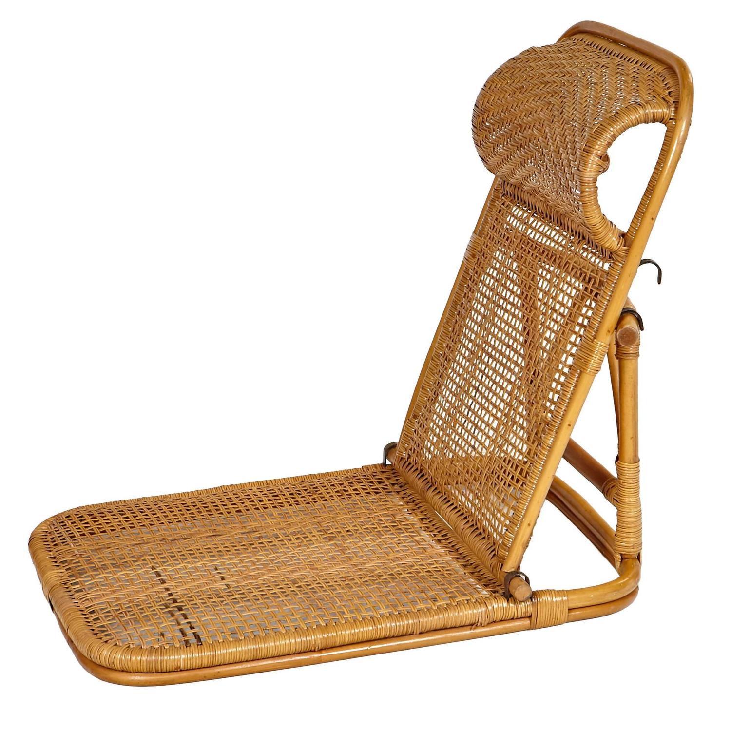 Rattan and Wicker Folding Beach Chairs, Pair at 1stdibs