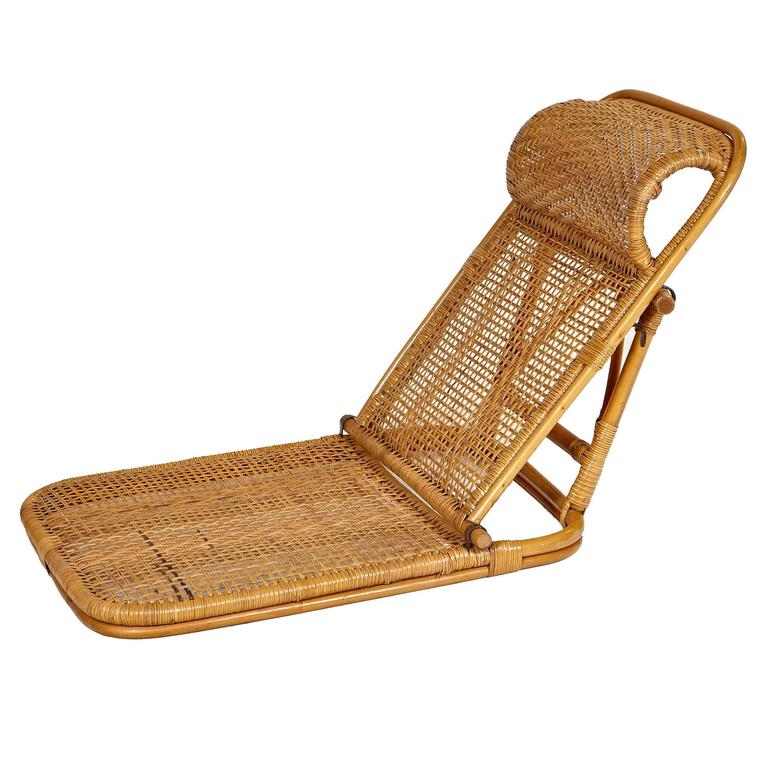 Rattan and Wicker Folding Beach Chairs, Pair at 1stdibs