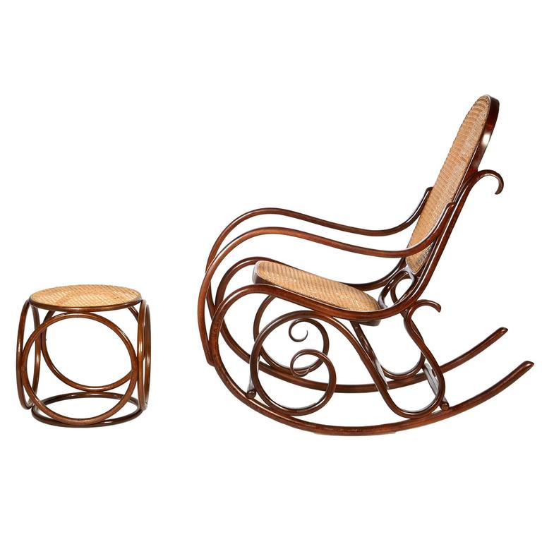 Mid20th Century Rocking Chair and Ottoman at 1stDibs