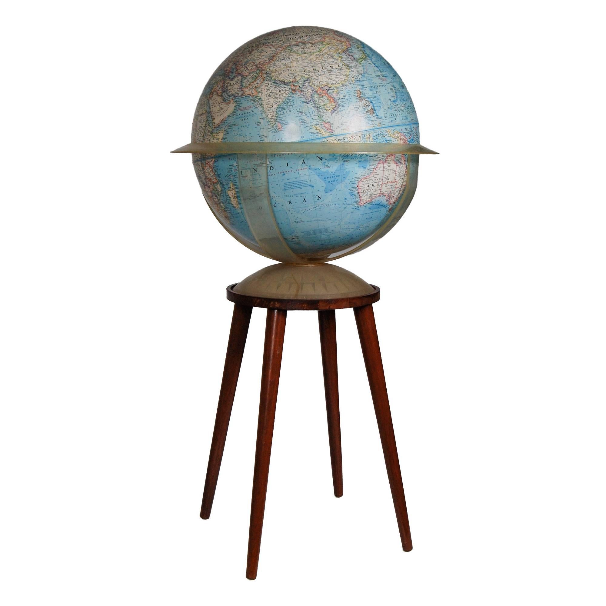 National Geographic Floor Globe with Walnut Stand For Sale