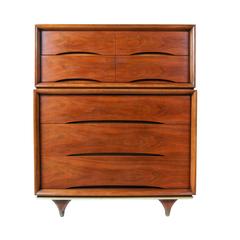 Kent Coffey Tall Walnut Dresser "The Elegante, " 1960s