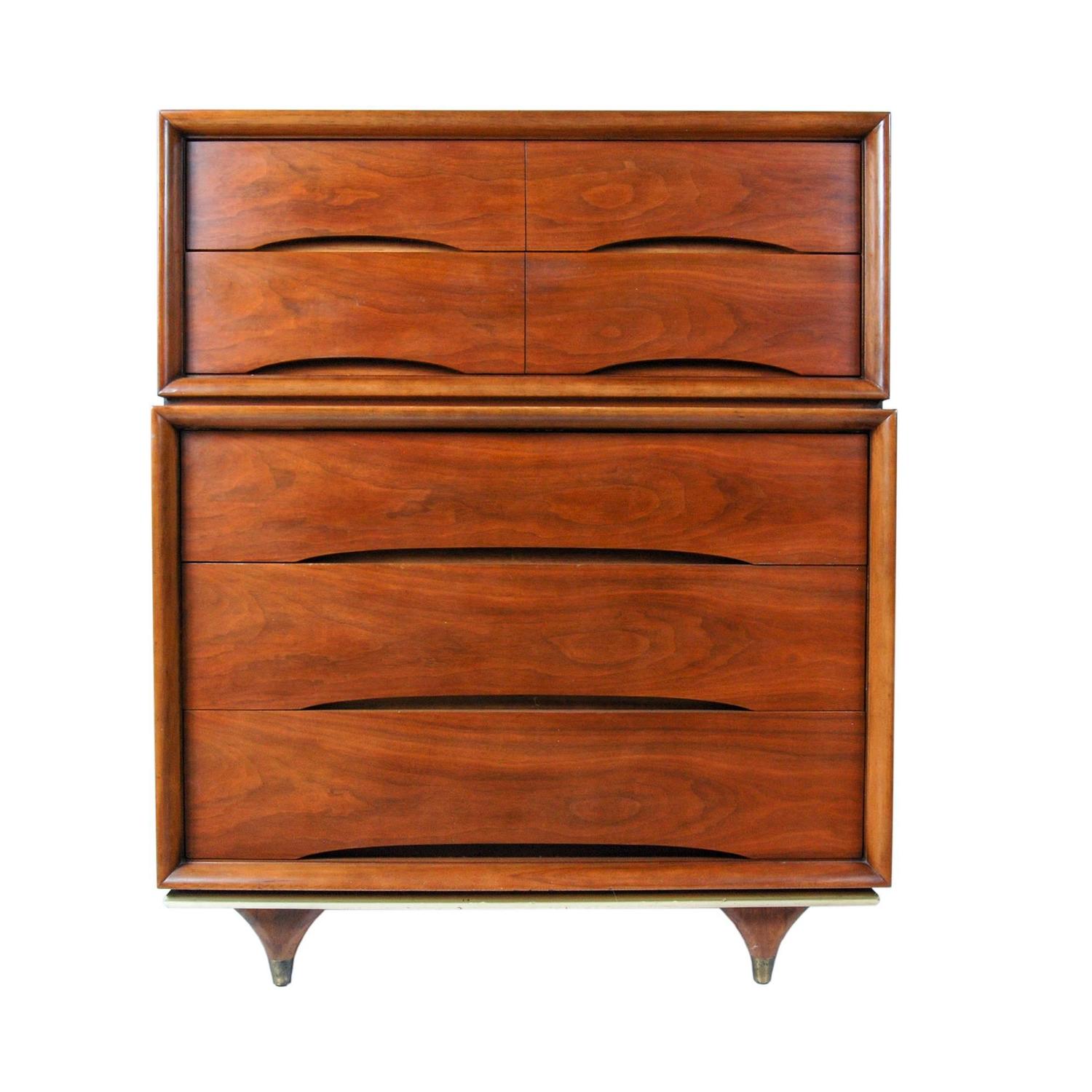 Kent Coffey Tall Walnut Dresser "The Elegante," 1960s For Sale at 1stdibs