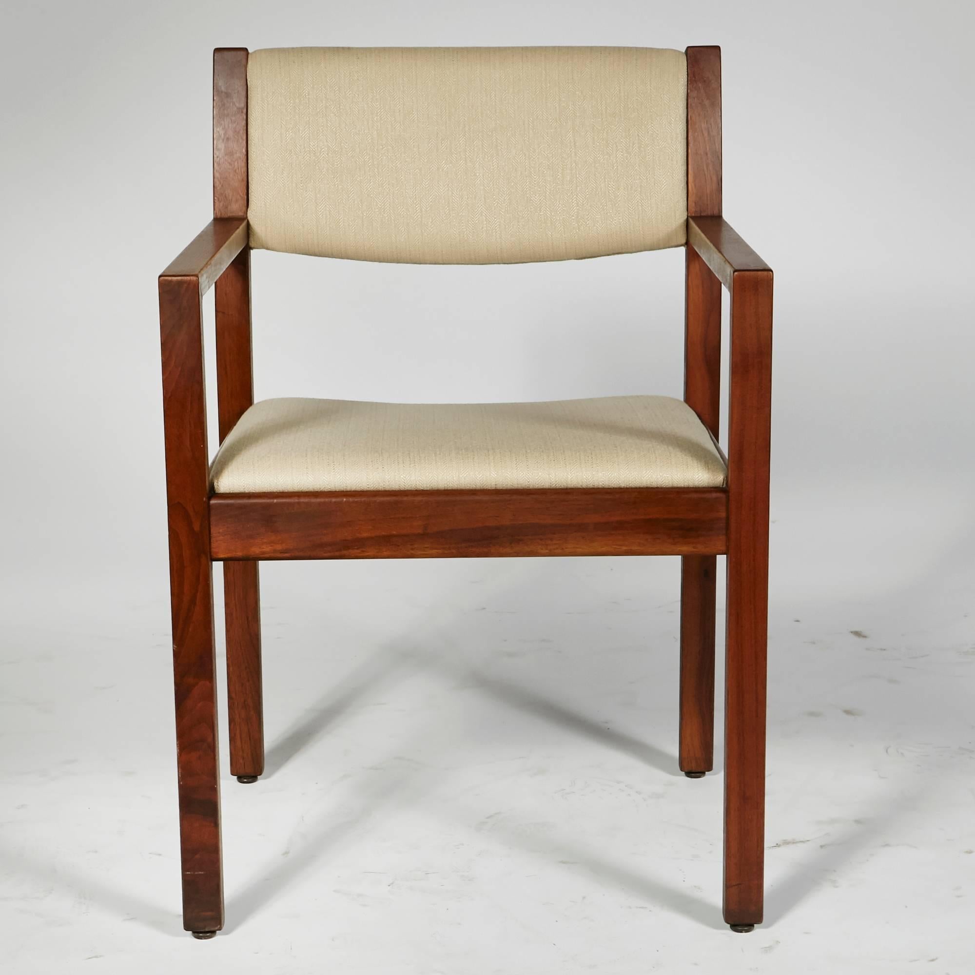 Mid-Century Modern Gunlocke Walnut Office Armchairs, Set of Four For Sale
