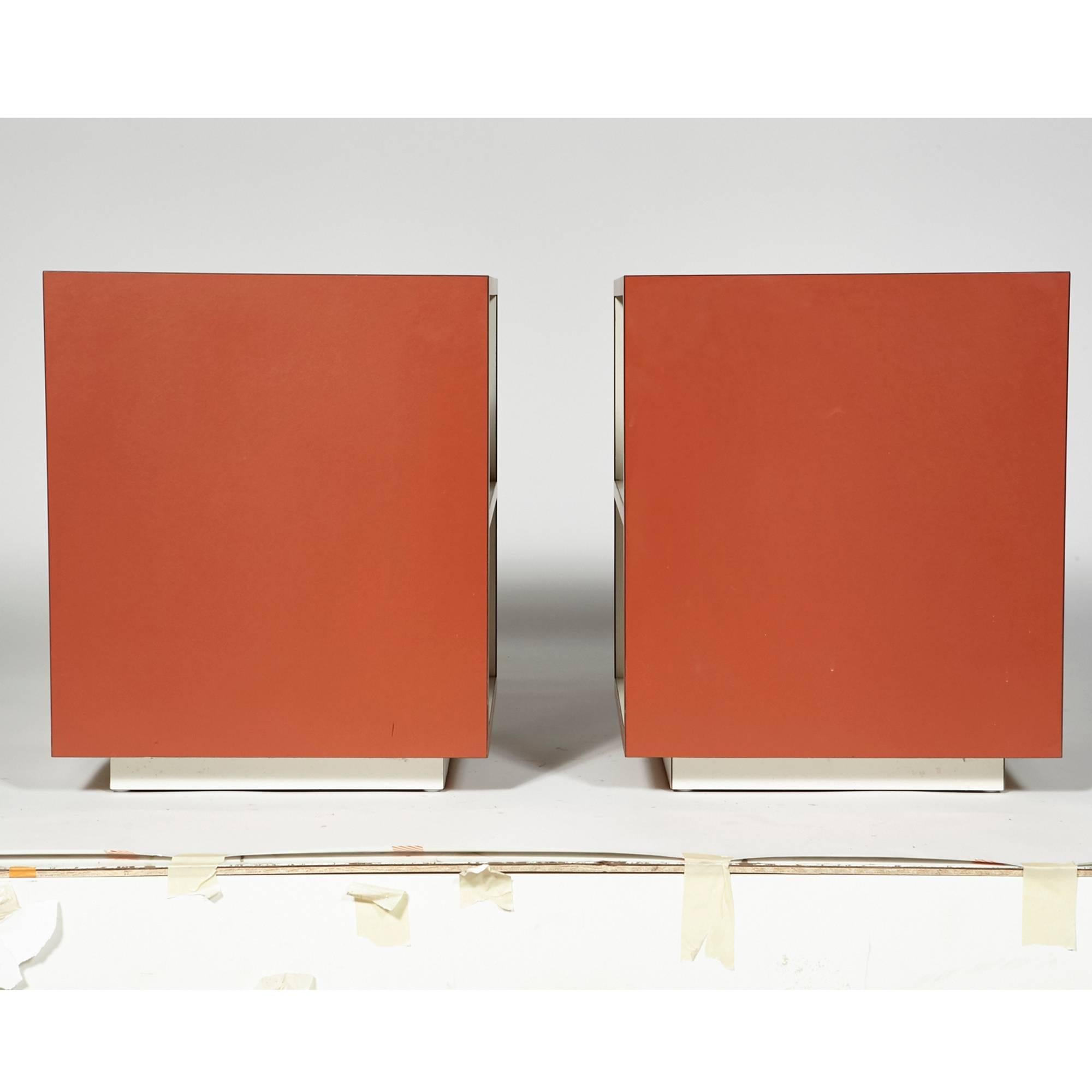 1970s Orange Cube Side Tables, Pair In Excellent Condition For Sale In Amherst, NH