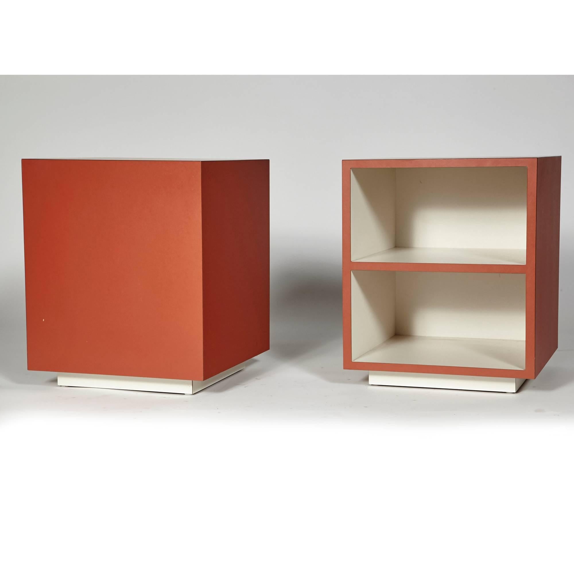 20th Century 1970s Orange Cube Side Tables, Pair For Sale