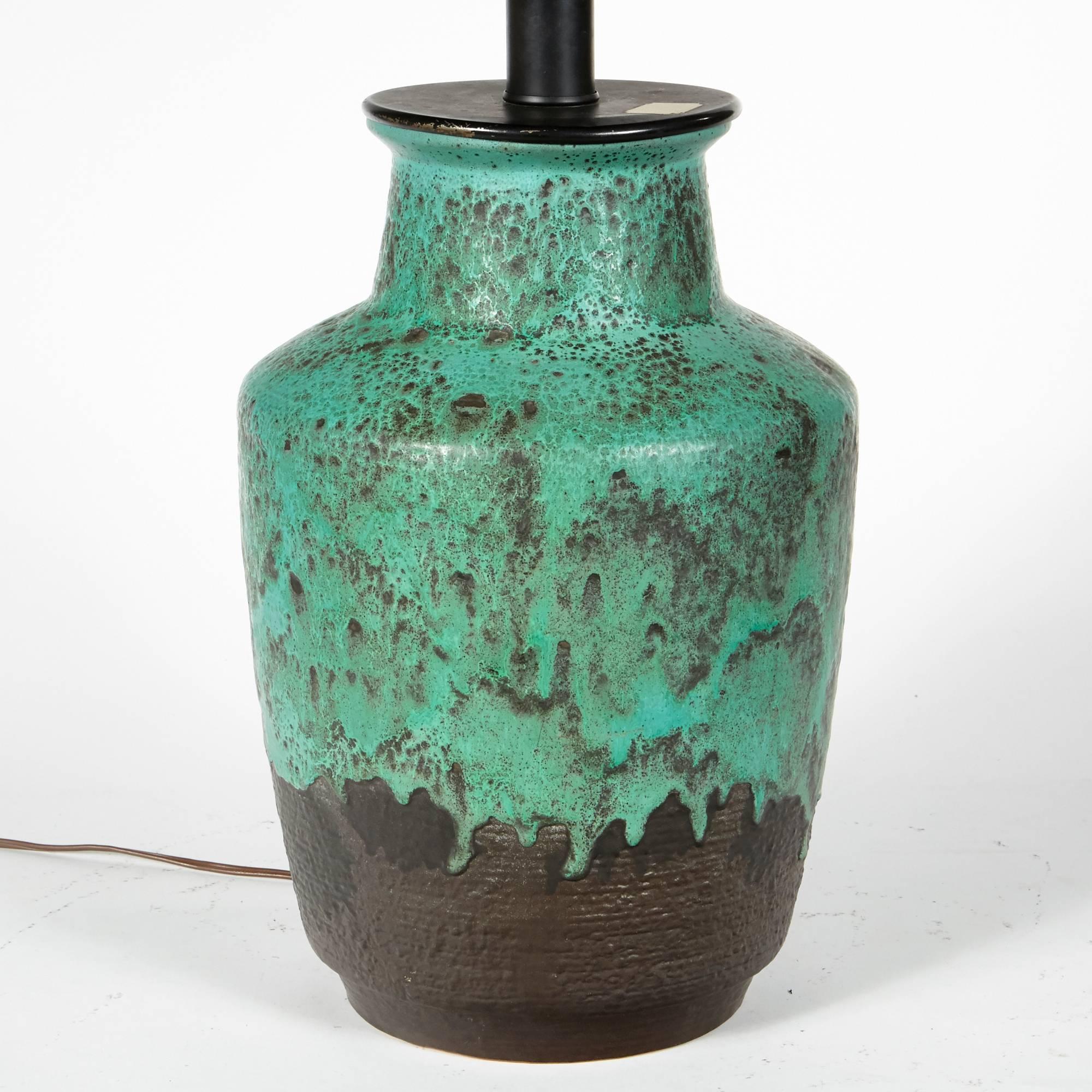 Italian Raymor Drip-Glaze Lava Ceramic Lamp, 1960s