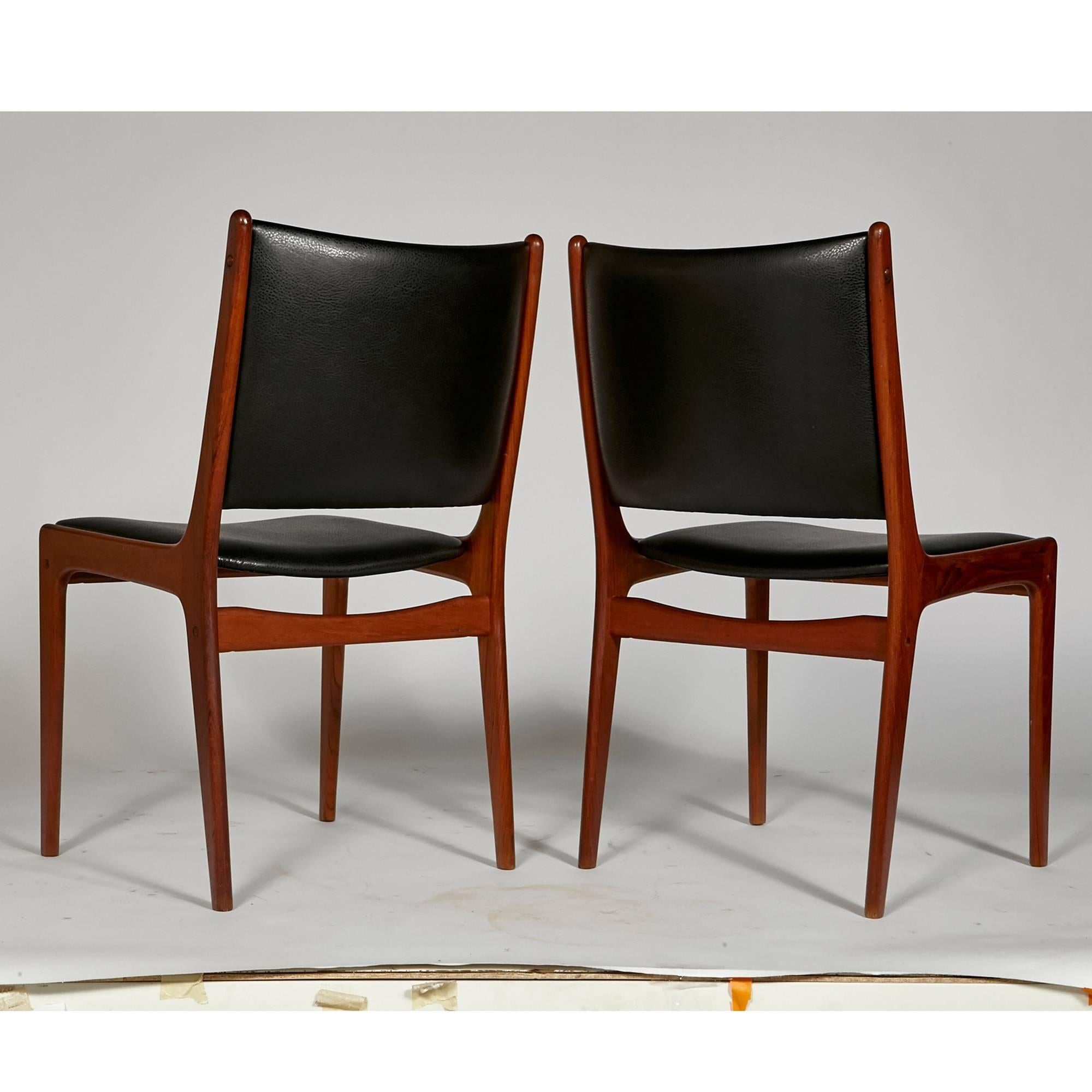 Naugahyde Teak Dining Chairs, Set of Eight