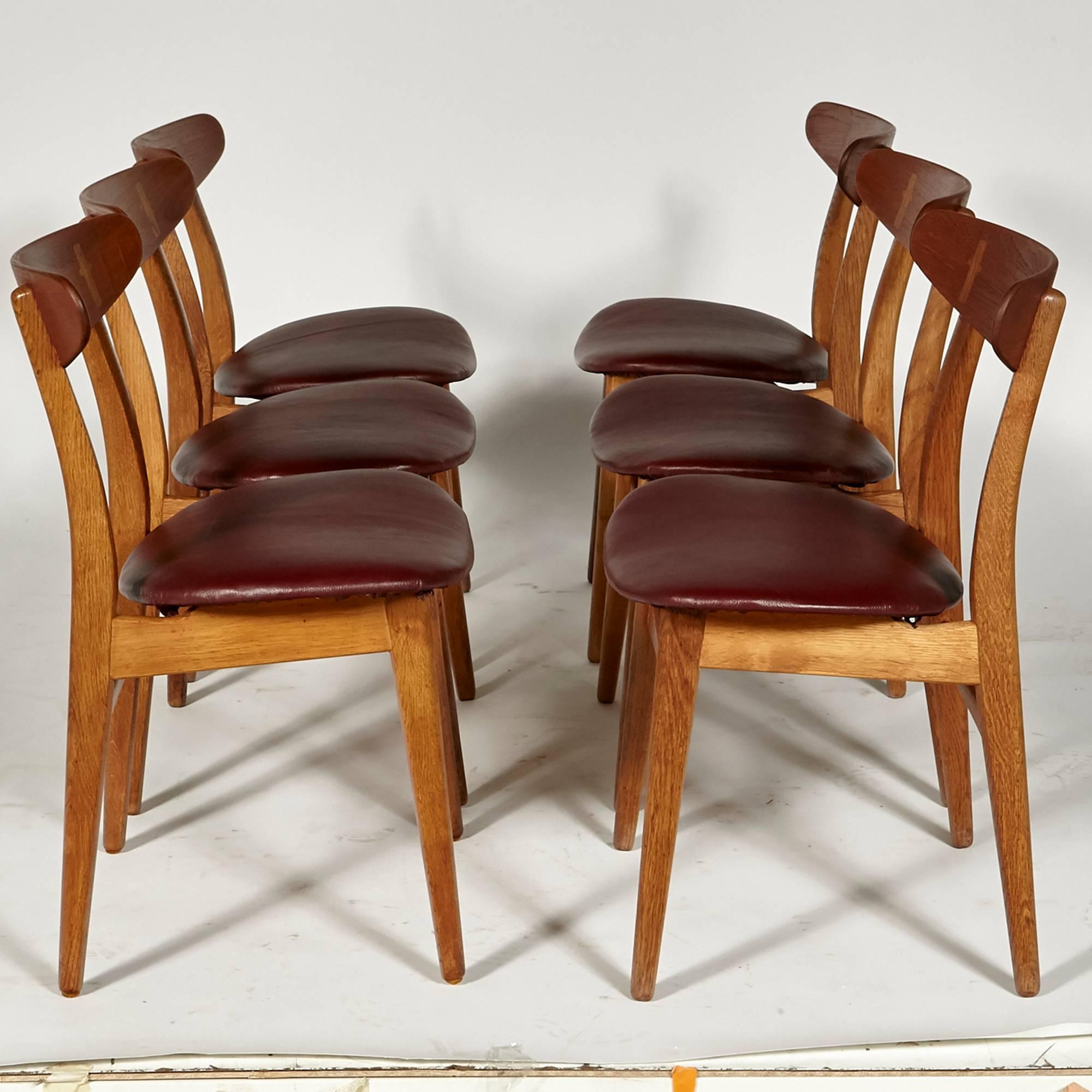 Scandinavian Modern Hans J Wegner for Carl Hansen Teak Dining Chairs 1951 Denmark, Set of Six