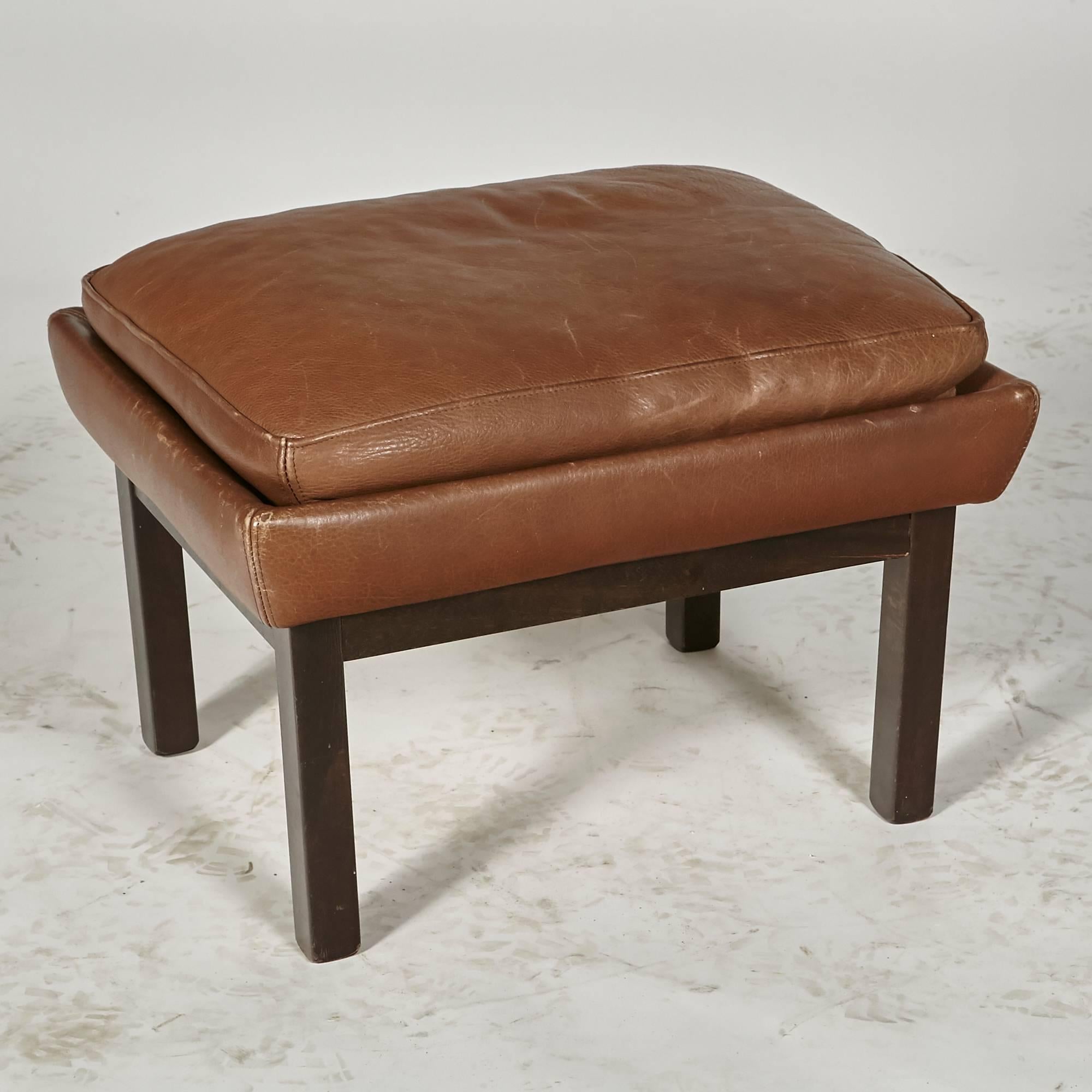 20th Century Danish Leather and Brazilian Rosewood Chair Set by Stouby Polsterfabrik For Sale