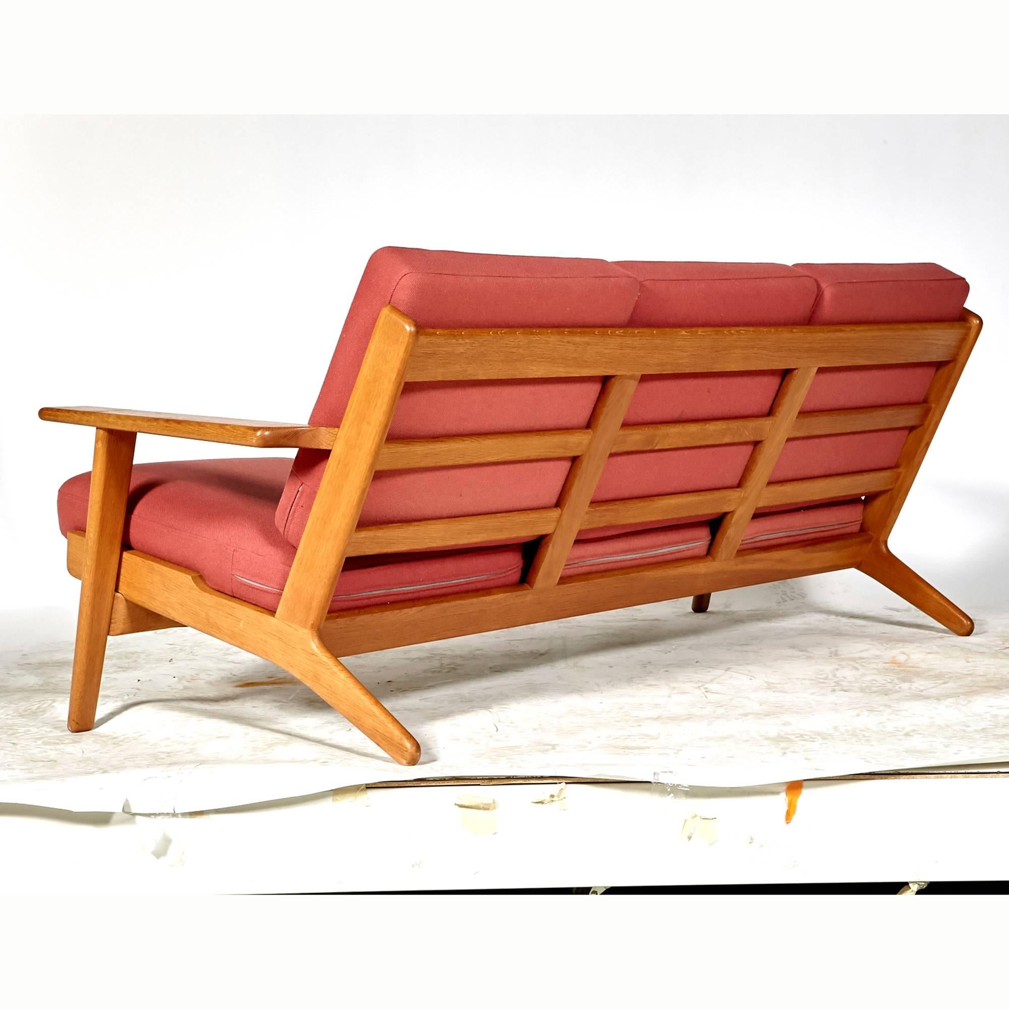 Danish Hans J. Wegner Three-Seat Sofa in Oak for Getama GETAMA, GE-290