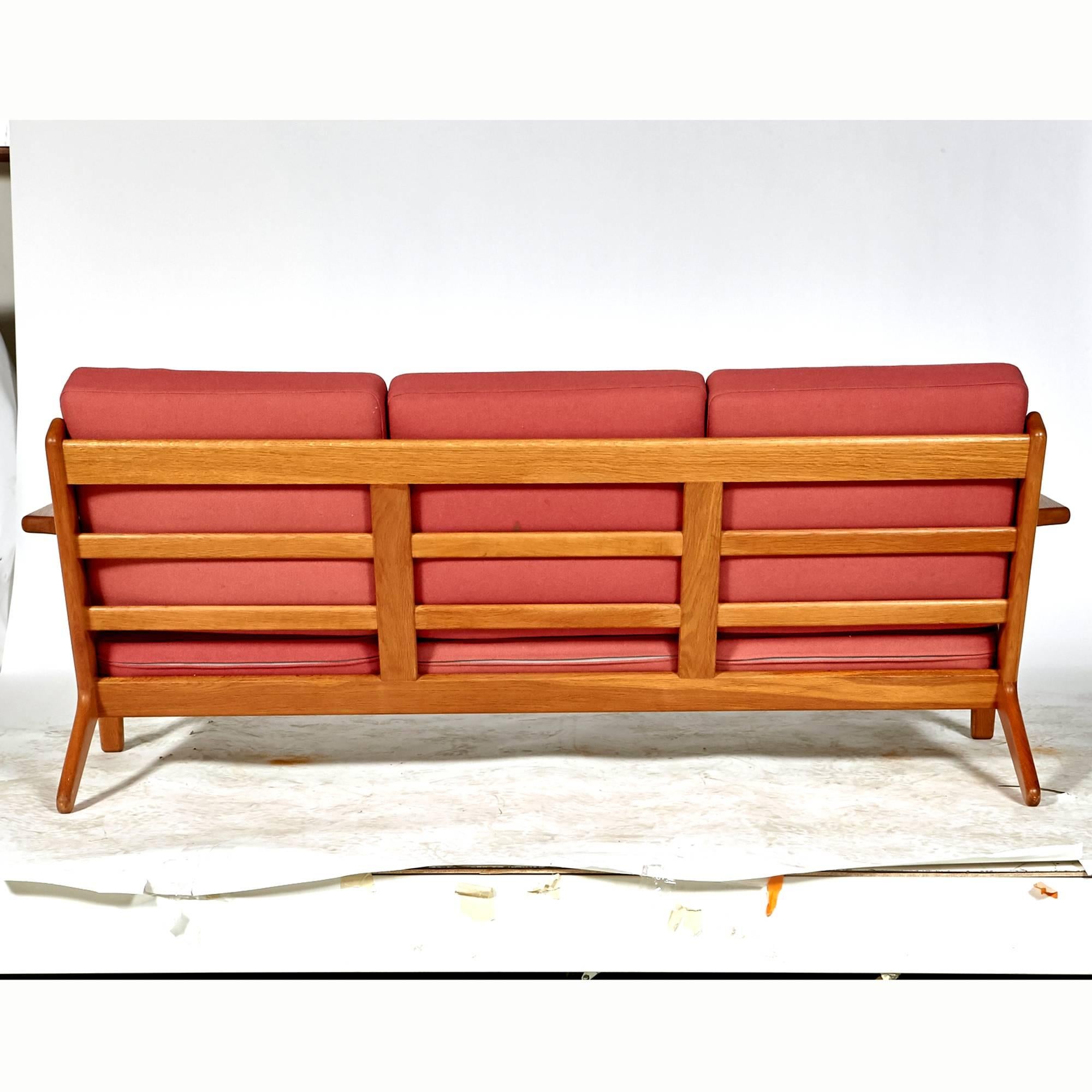 Fabric Hans J. Wegner Three-Seat Sofa in Oak for Getama GETAMA, GE-290