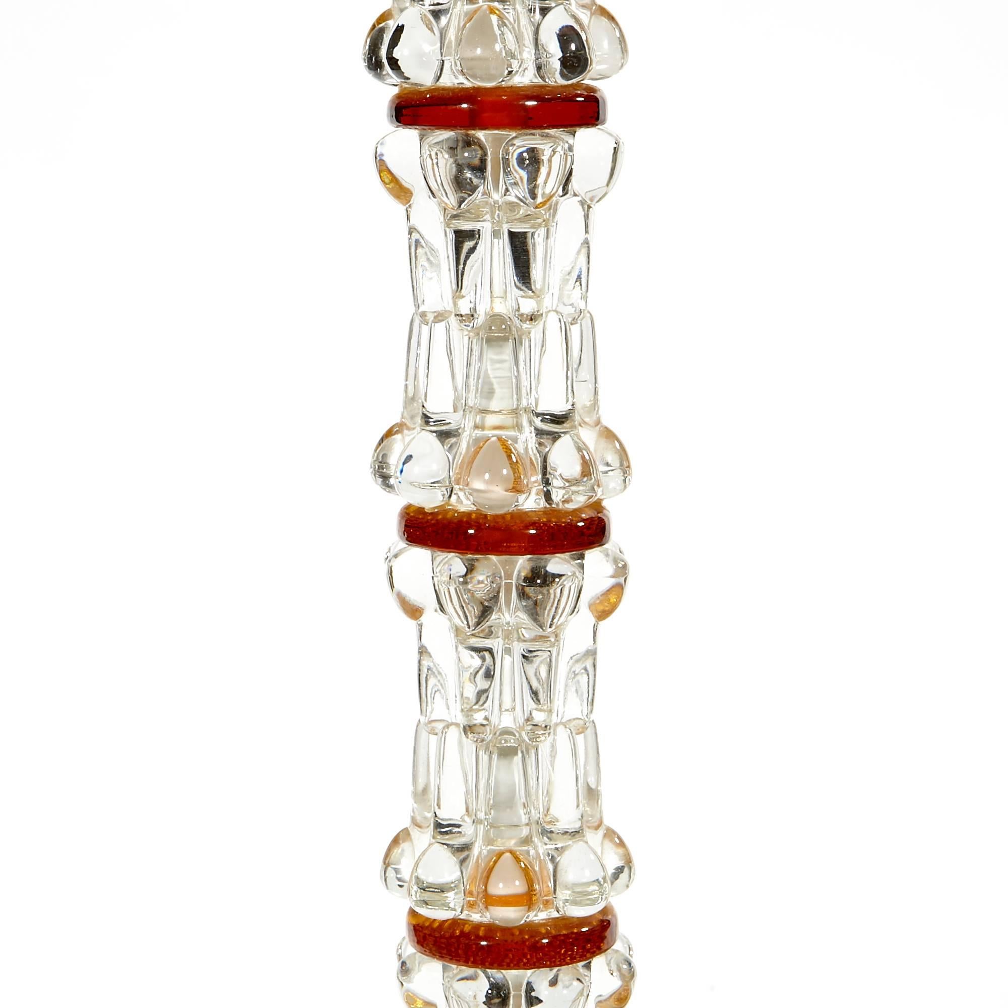 Swedish Pair of Stacked Crystal Lamps by Carl Fagerlund for Orrefors of Sweden For Sale