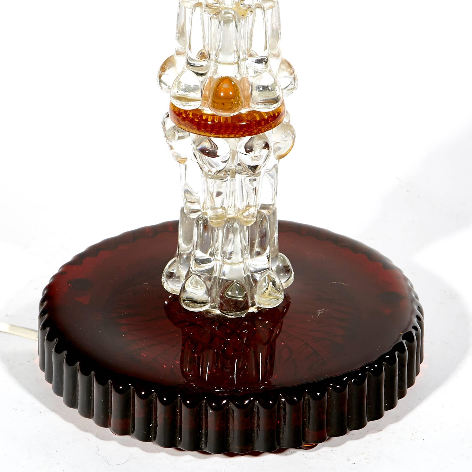 Pair of Stacked Crystal Lamps by Carl Fagerlund for Orrefors of Sweden In Excellent Condition For Sale In Amherst, NH