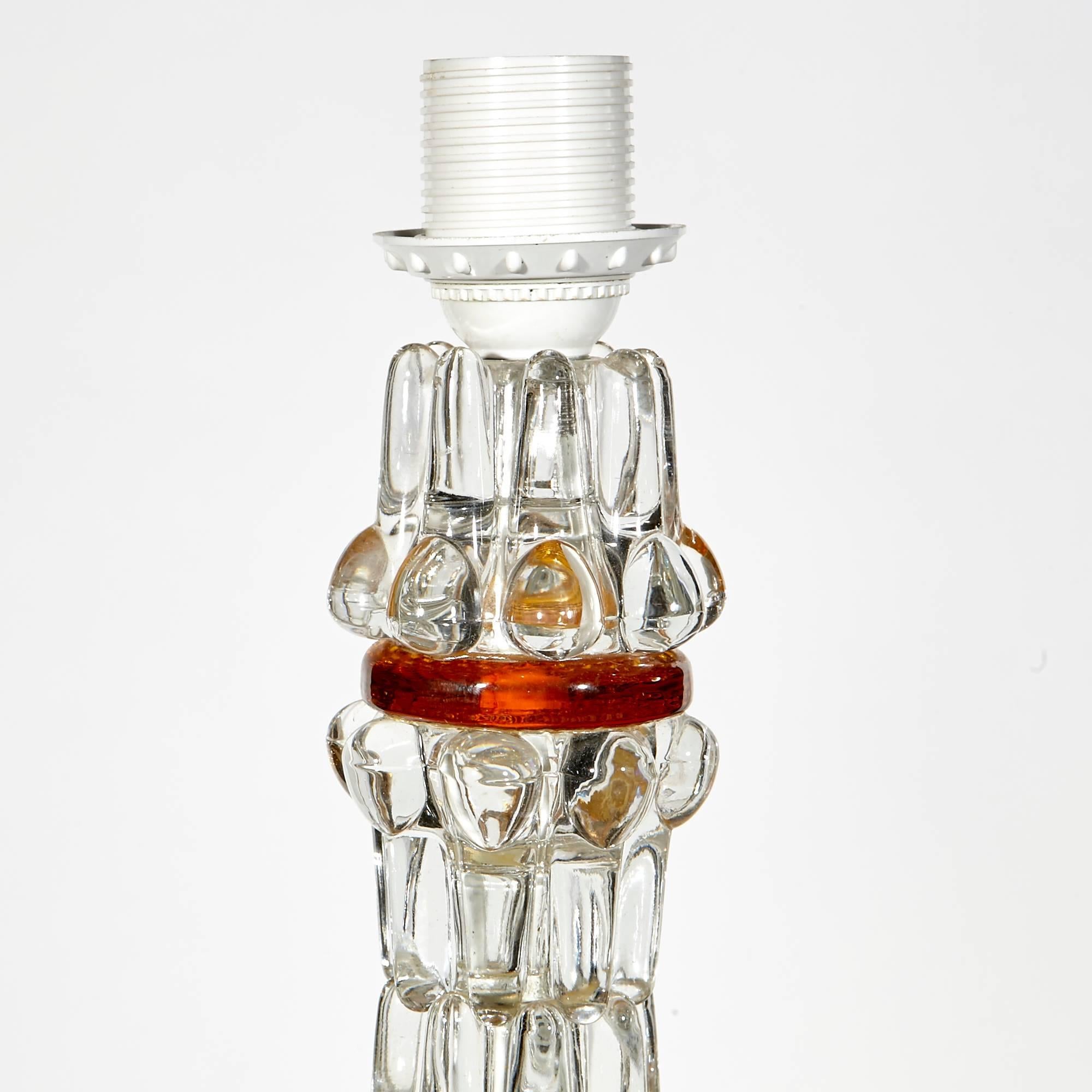 20th Century Pair of Stacked Crystal Lamps by Carl Fagerlund for Orrefors of Sweden For Sale