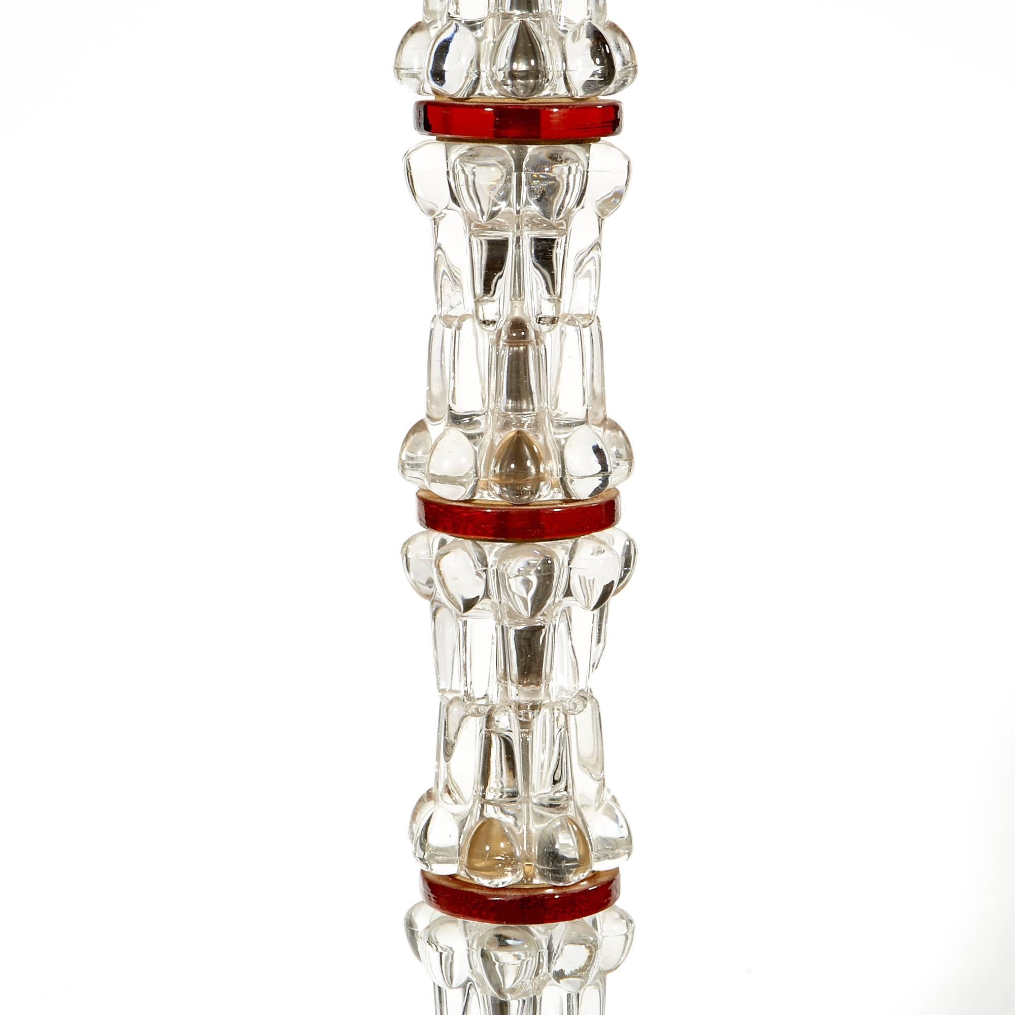 Pair of Stacked Crystal Lamps by Carl Fagerlund for Orrefors of Sweden For Sale 1