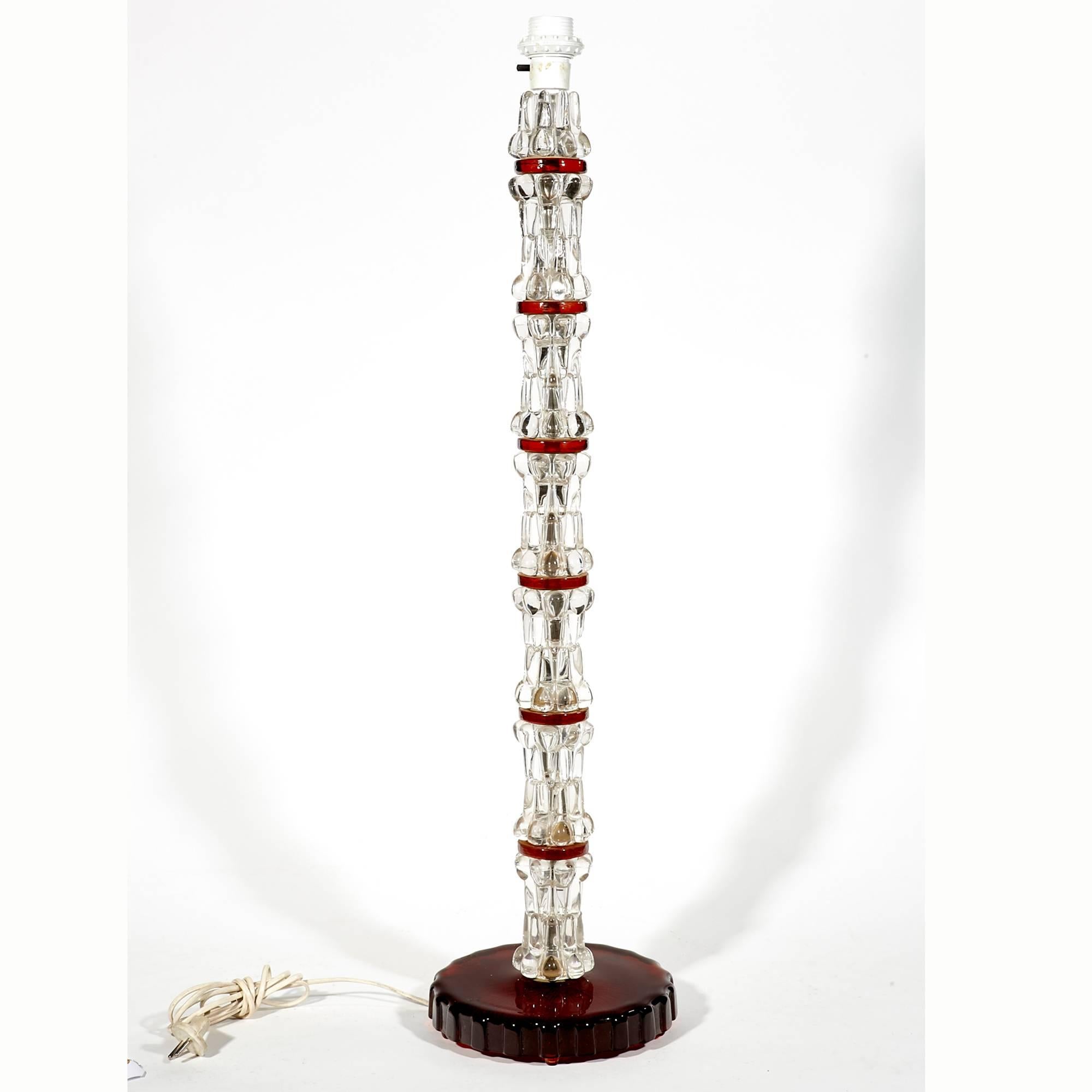 Pair of Stacked Crystal Lamps by Carl Fagerlund for Orrefors of Sweden For Sale 3