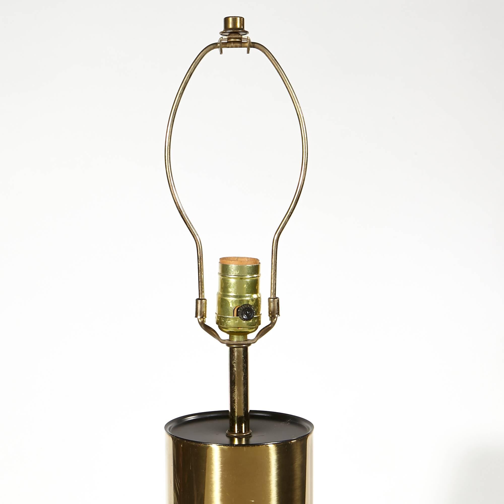 American 1970s George Kovacs Brass Cylindrical Table Lamp For Sale