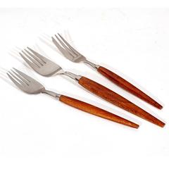 Holland Stainless Steel and Teak Handled Flatware, 46 Pcs